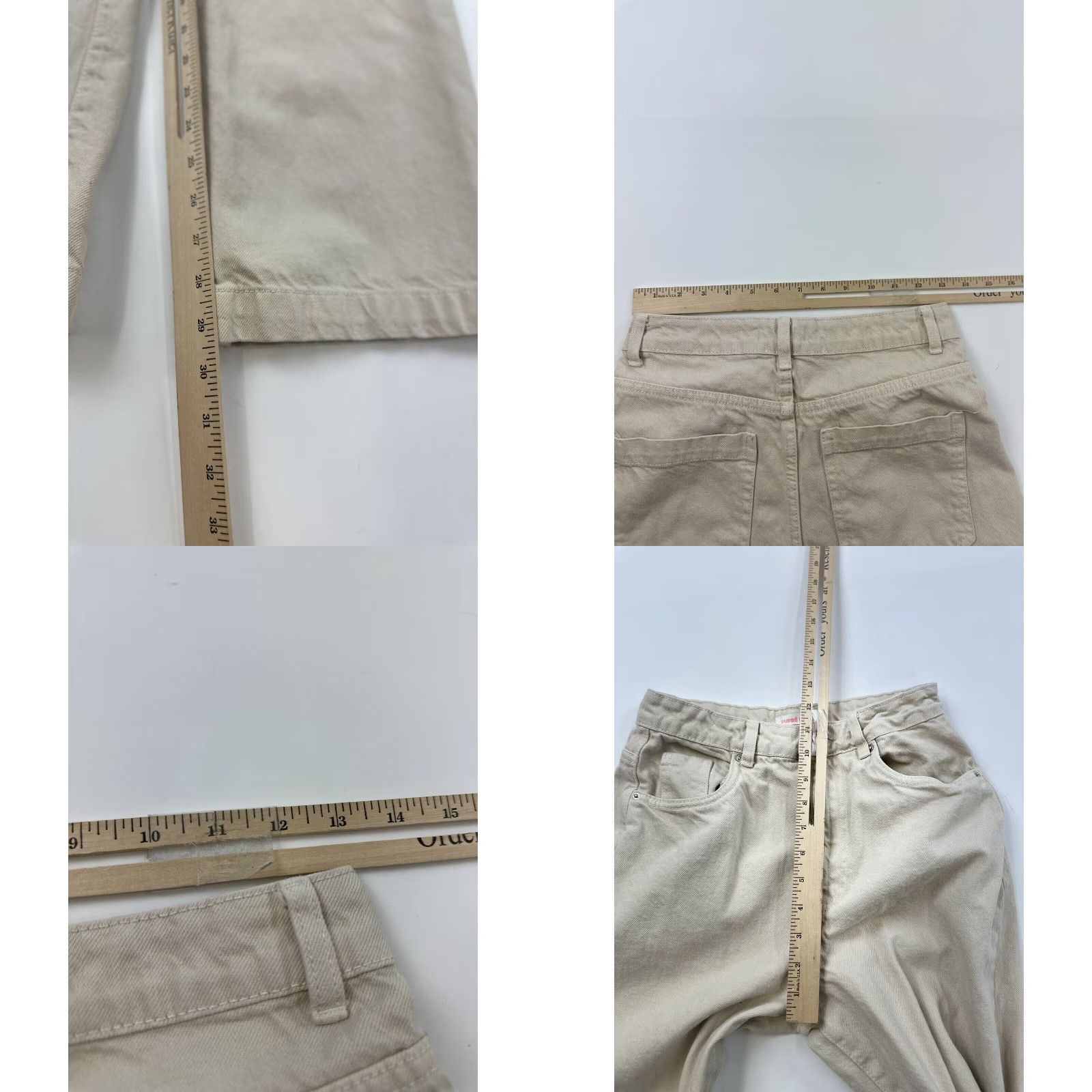 Supreme Supré Women's Relaxed Fit Wide Leg Beige Denim Jeans US 4 AU 8 Size 27" / US 4 / IT 40 - 8 Thumbnail