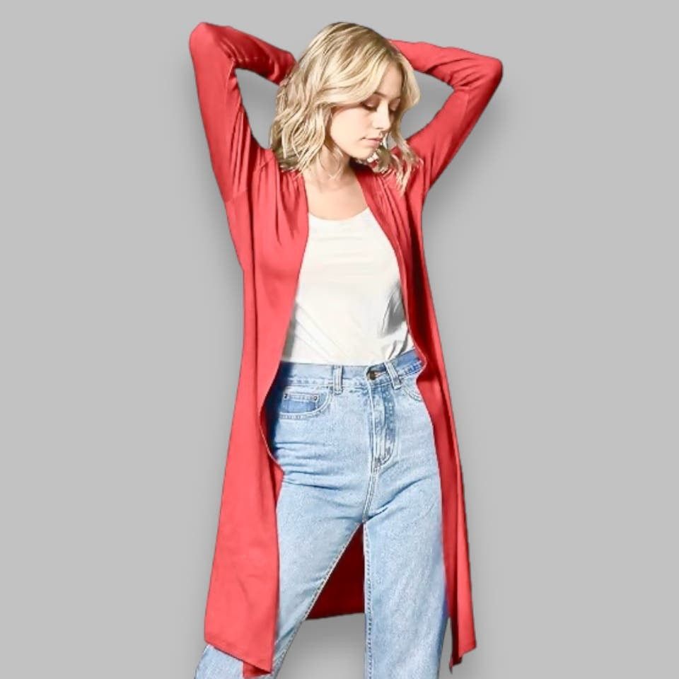 Neiman Marcus Neiman Marcus Soft Red Cotton Cardigan | Size L Size L / US 10 / IT 46 - 5 Thumbnail