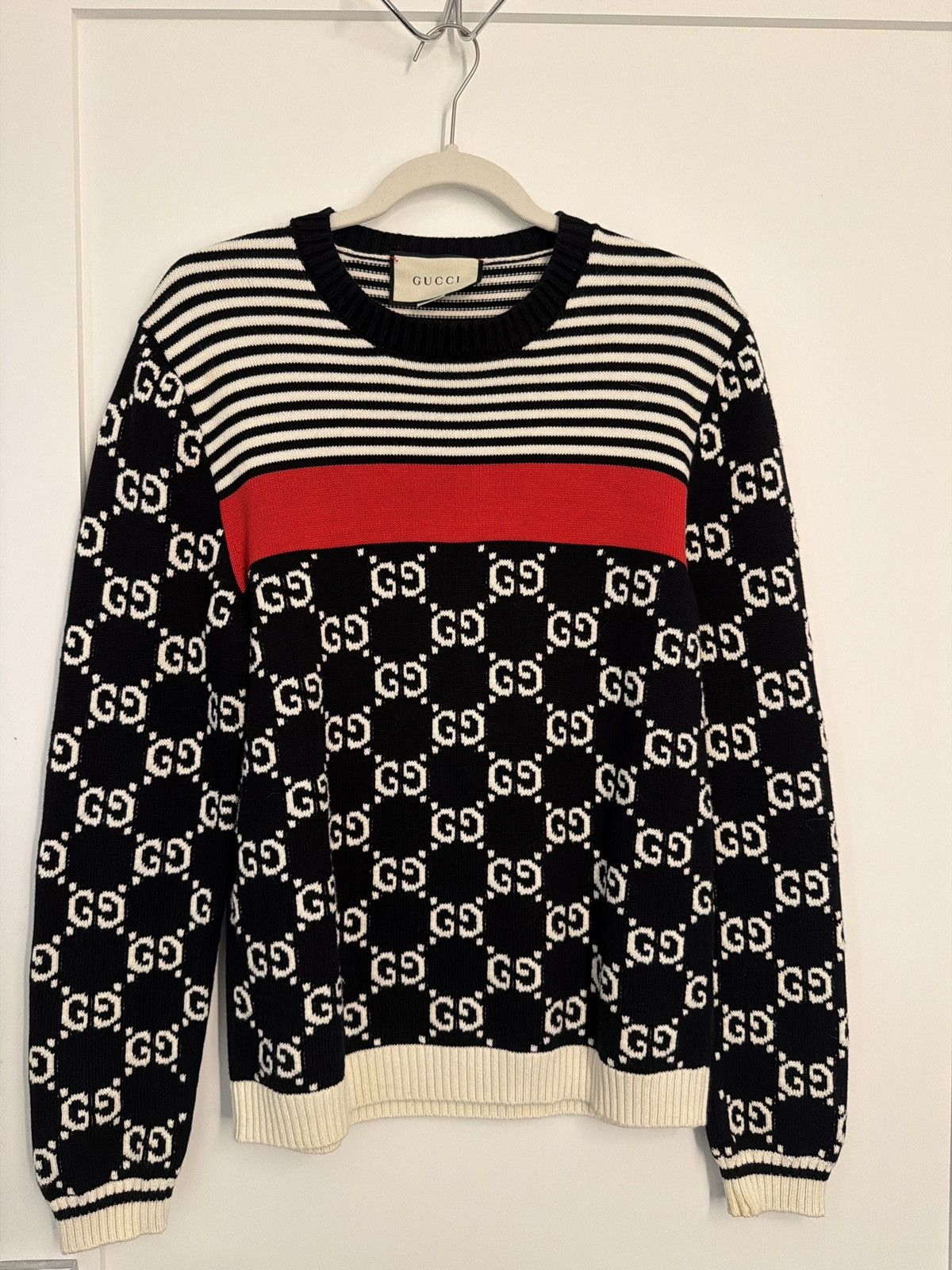Gucci Gucci GG Monogram Knit Sweater – Red Stripe – Size Size US S / EU 44-46 / 1 - 4 Thumbnail