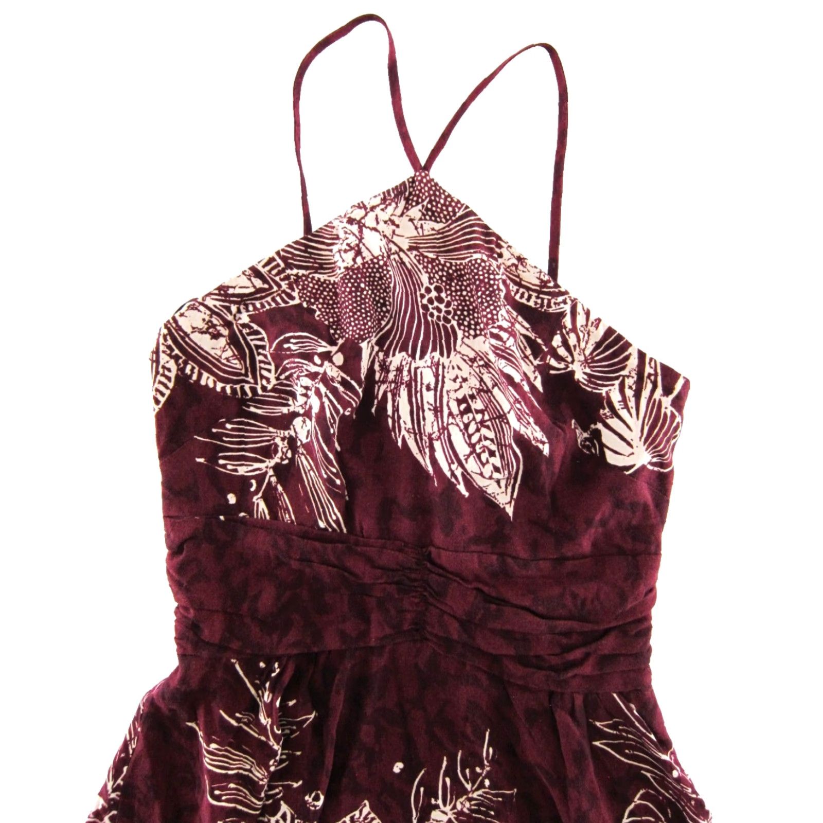 Urban Outfitters Urban Outfitters Dress Tank Sun Slip Floral Short M Women Red Linen Rayon Maroon White Floral Pattern UC Size 32" / US 10 / IT 46 - 4 Thumbnail