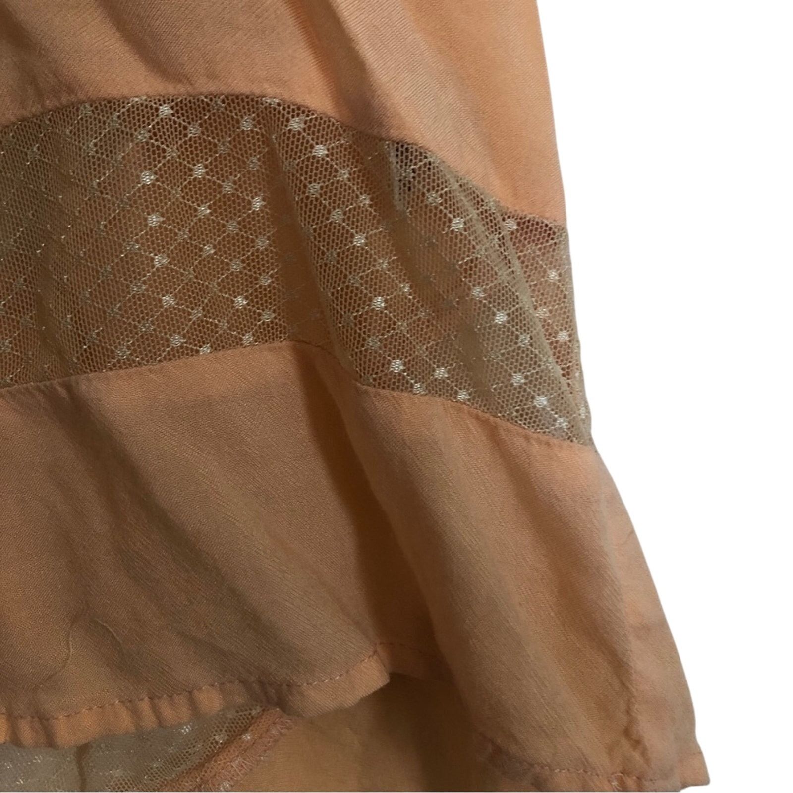 Other Vintage Nameless Peach Lightweight Delicate Lace Midi Dress Size S / US 4 / IT 40 - 3 Thumbnail