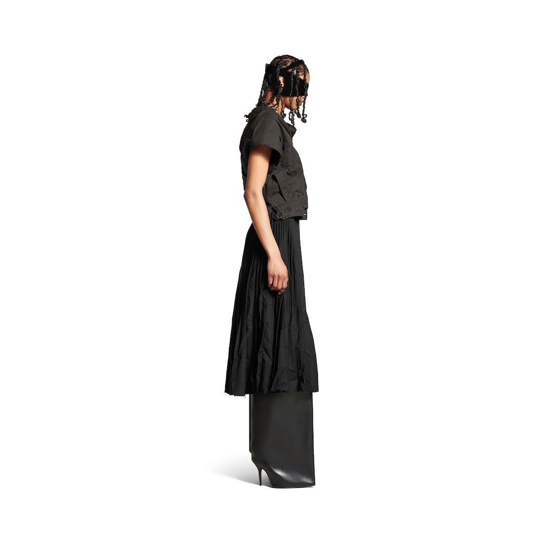 Balenciaga oc11z0426 Creased Pleated Skirt in Black Size 28" / US 6 / IT 42 - 2 Thumbnail