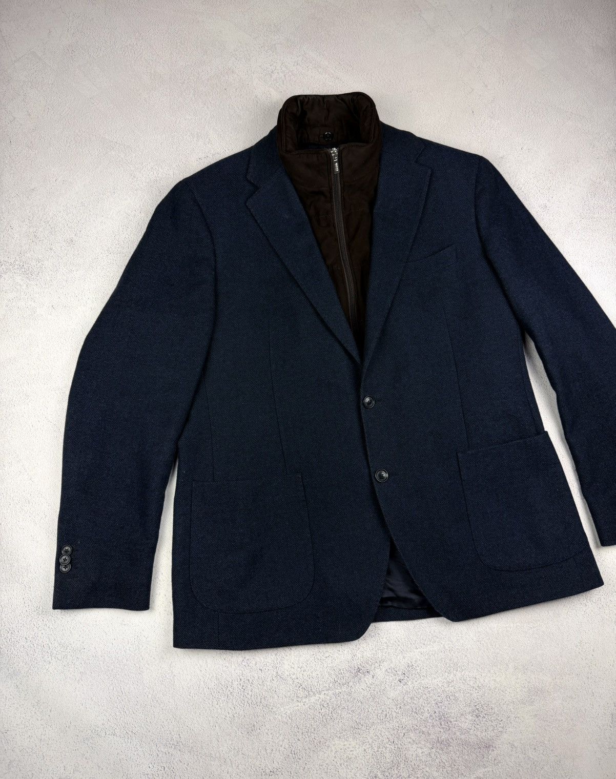Boggi Boggi Milano Mens Blazer Navy Blue Size 54 Fit Quilted Lined Size 54R - 5 Thumbnail