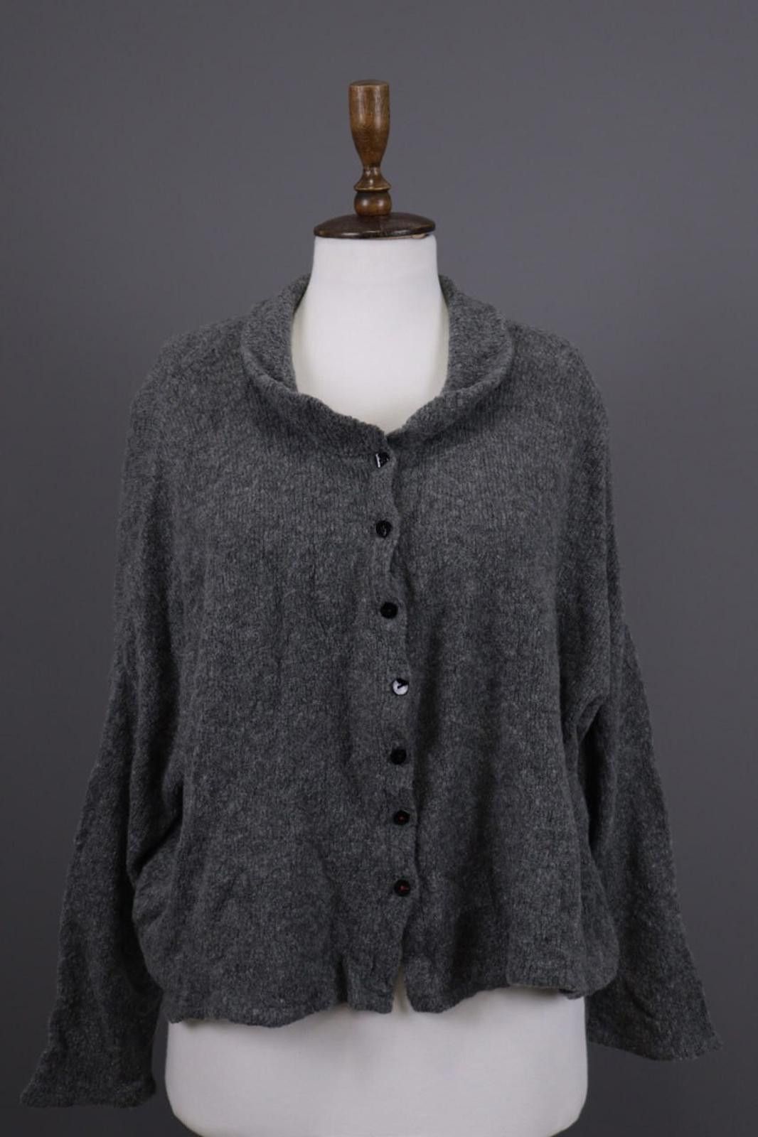 Designer Grizas Gray Wool Lagenlook Textured Sweater Size XL Size XL / US 12-14 / IT 48-50 - 1 Thumbnail