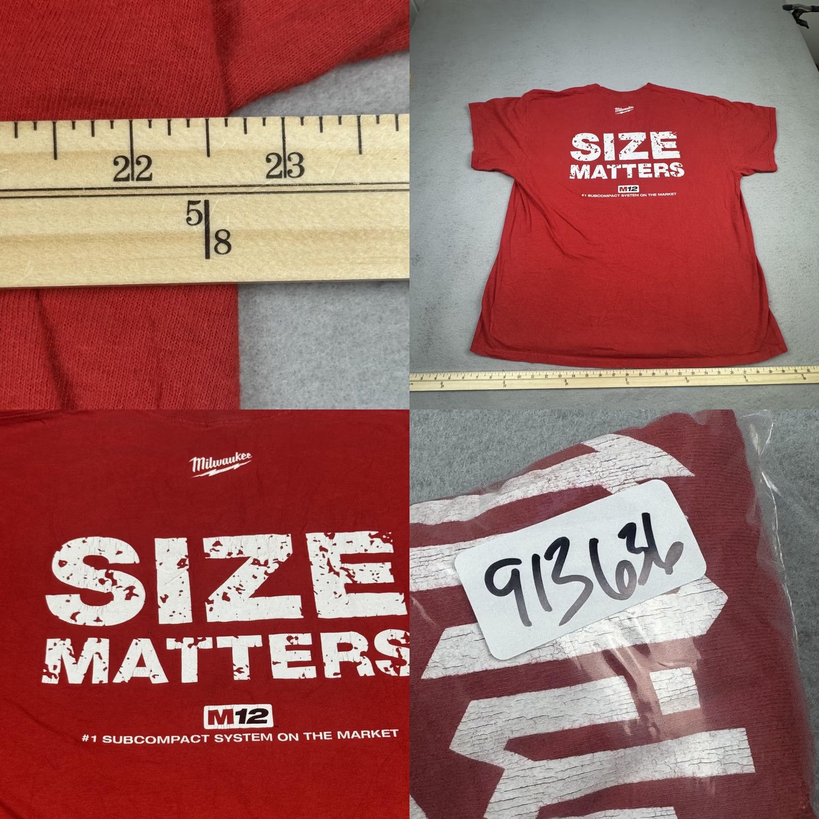Vintage VINTAGE Milwaukee Shirt Mens XL Red Size Matters M12 Tool Promo Tee Workwear Size US XL / EU 56 / 4 - 8 Thumbnail
