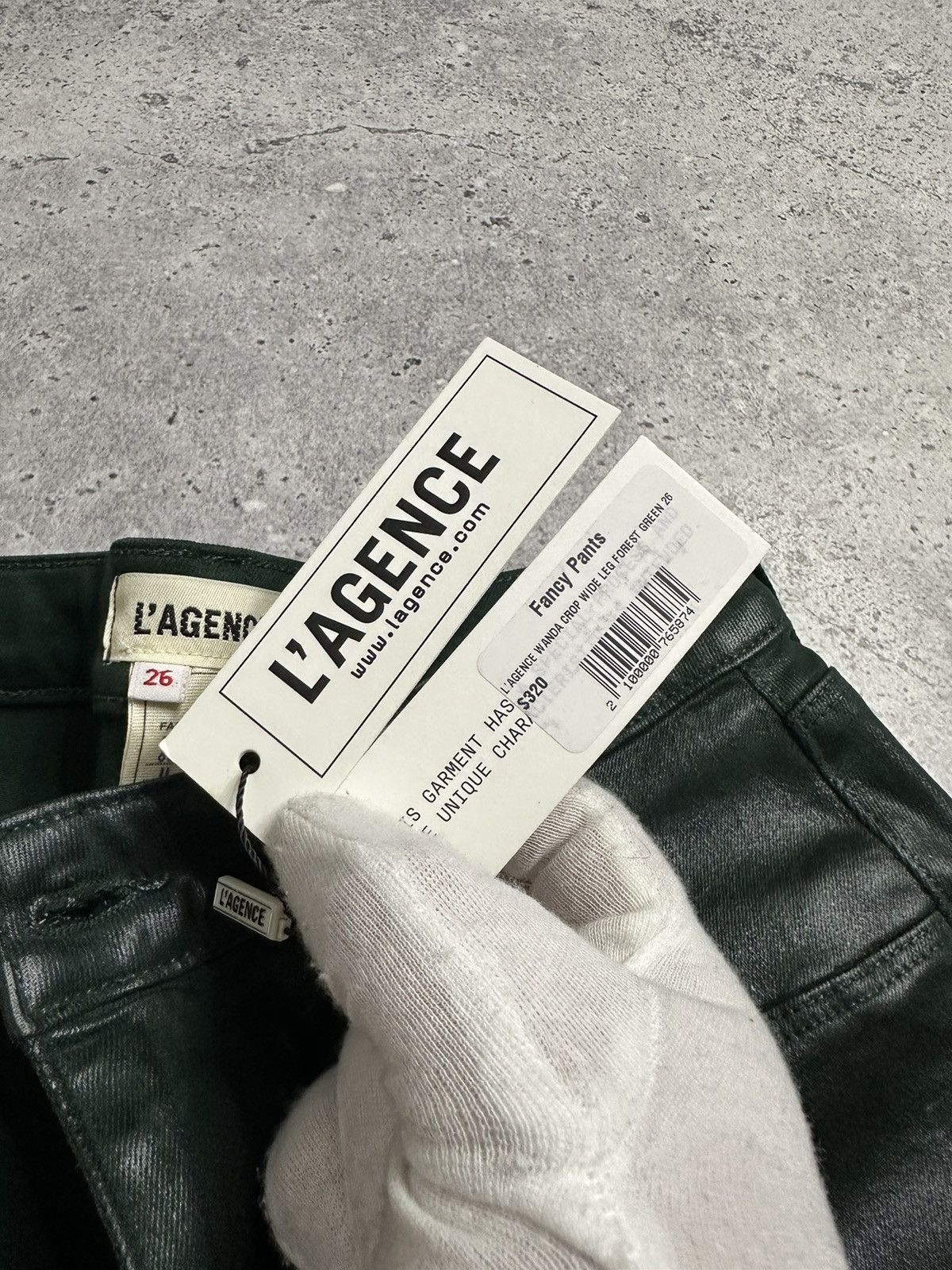 L'AGENCE RRP $320 L’agence Wanda Forest Coated Wide Leg Crop Pants Size 26" / US 2 / IT 38 - 11 Thumbnail