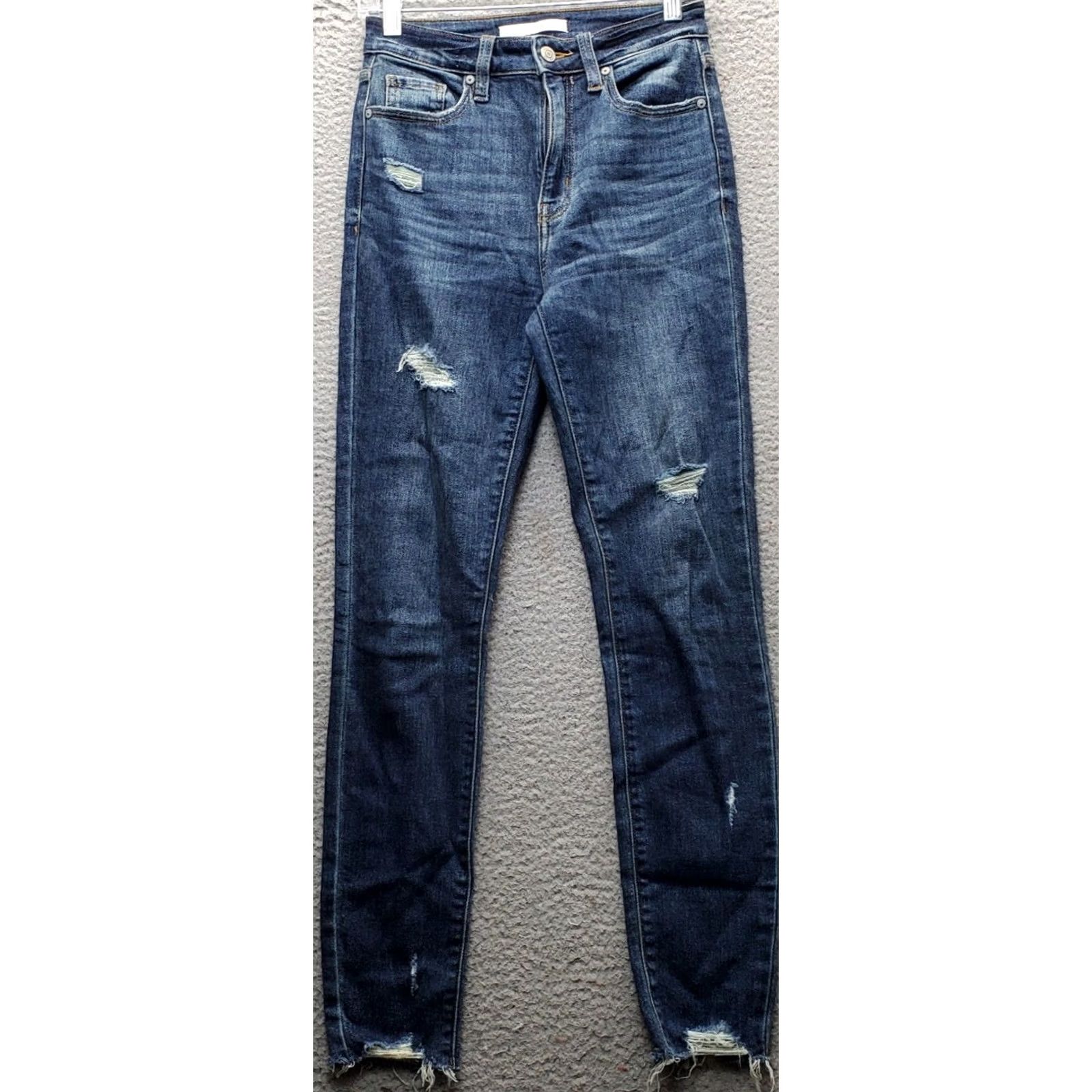 Vintage Eunina Womens Jeans 1 Blue Denim Distress Bella Super High Rise Skinny Leg Size 25" / US 0 / IT 36 - 2 Thumbnail