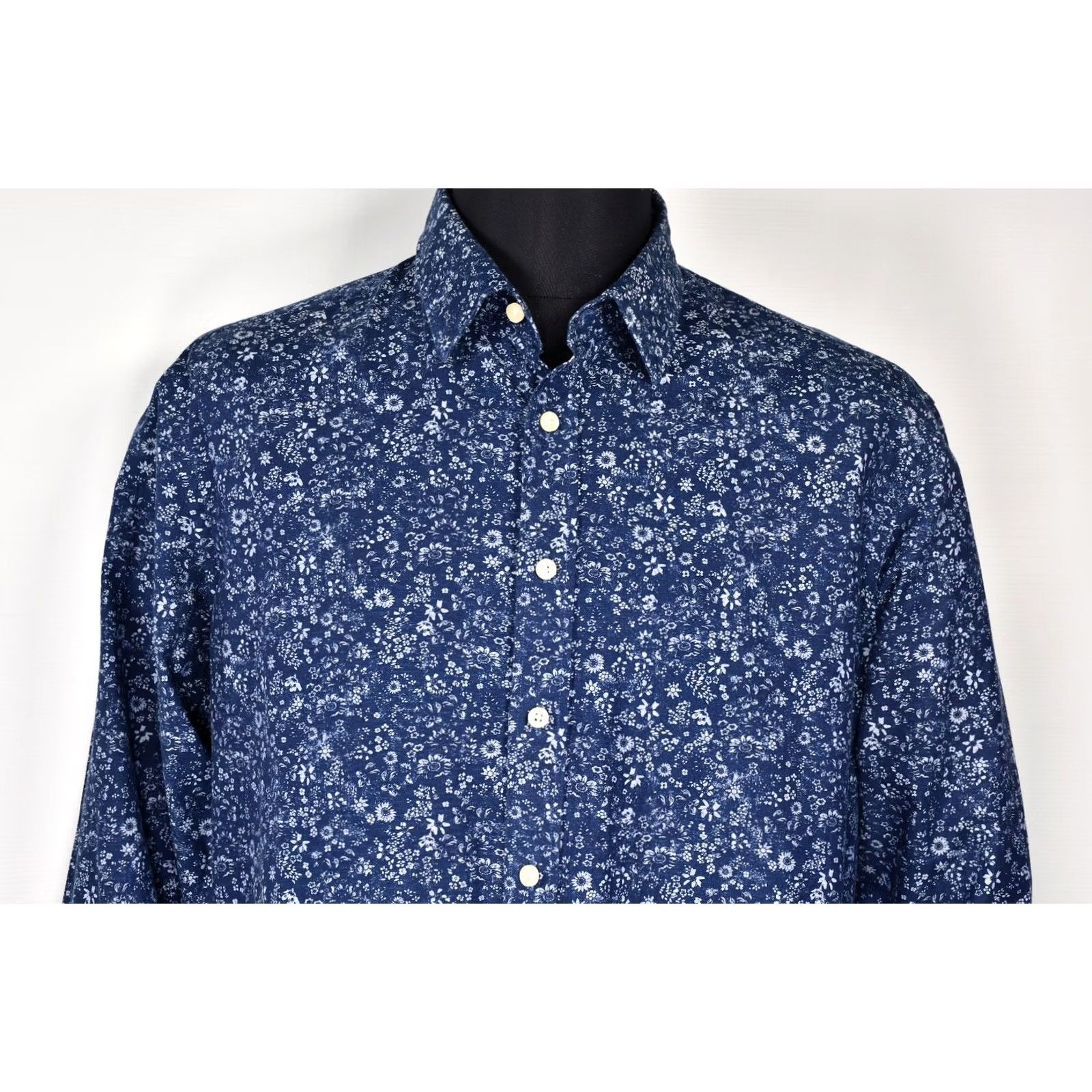 Hackett HACKETT LONDON Slim Fit Floral Blue Long Sleeve Shirt 2XL Men Button-Up Dress Shirt Size US XXL / EU 58 / 5 - 2 Thumbnail