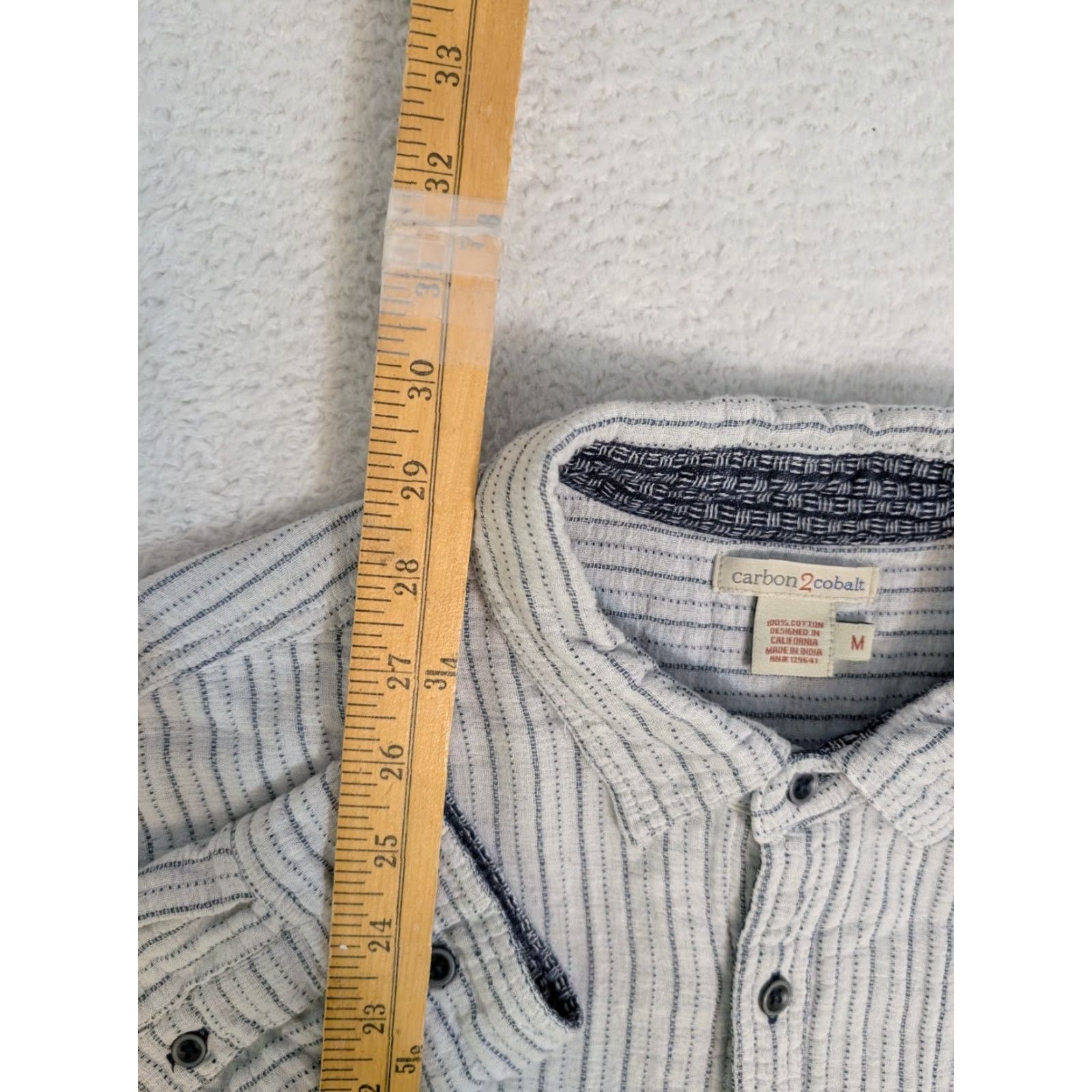 Carbon2Cobalt Carbon 2 Cobalt Shirt Mens M White Geometric Knit Textured Cotton Casual Shirt Size US M / EU 48-50 / 2 - 4 Thumbnail