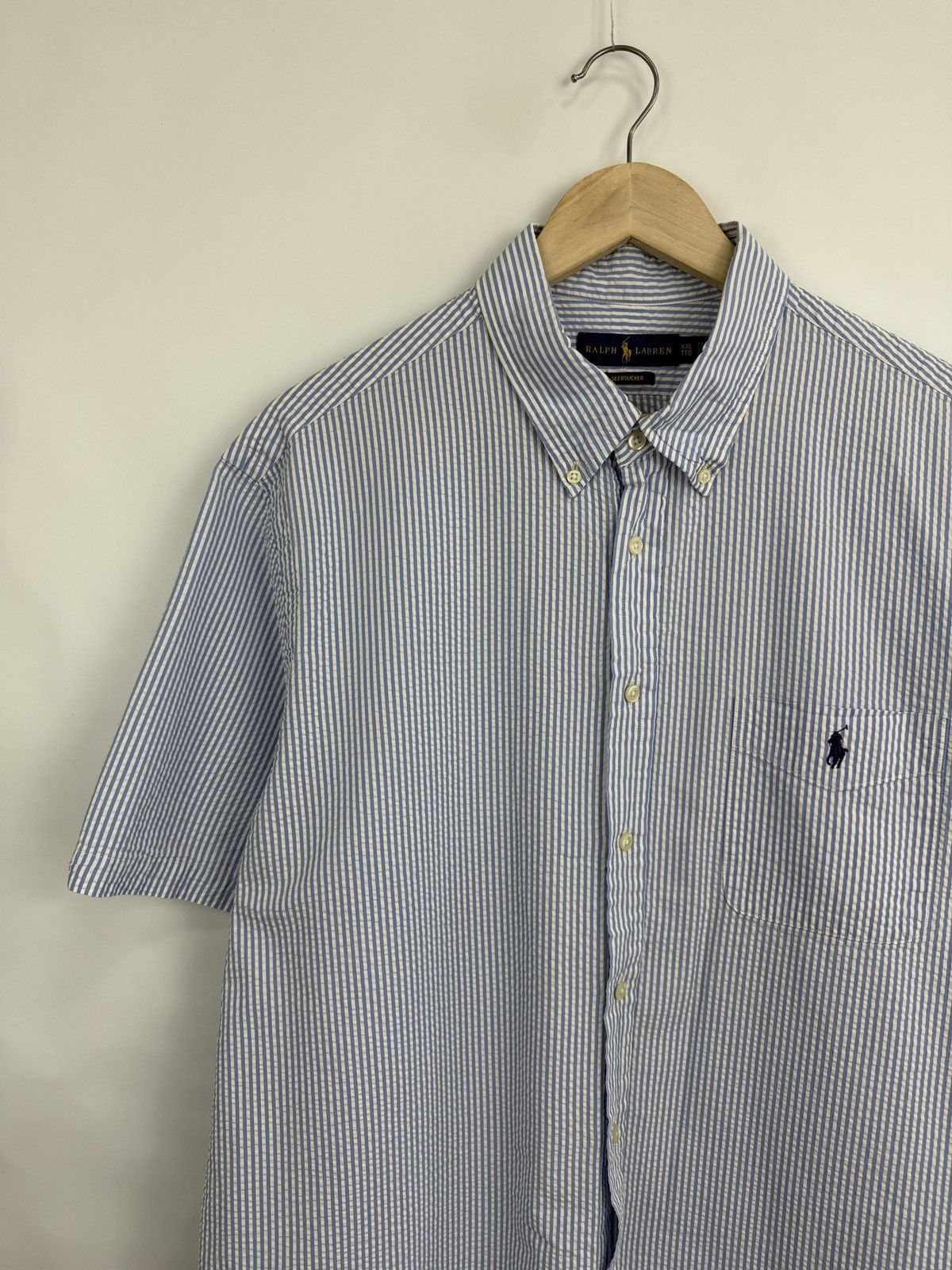 Polo Ralph Lauren 🌺 Vintage Y2K Ralph Lauren Seersucker Shirt Rare Retro Hype Size US XXL / EU 58 / 5 - 2 Thumbnail