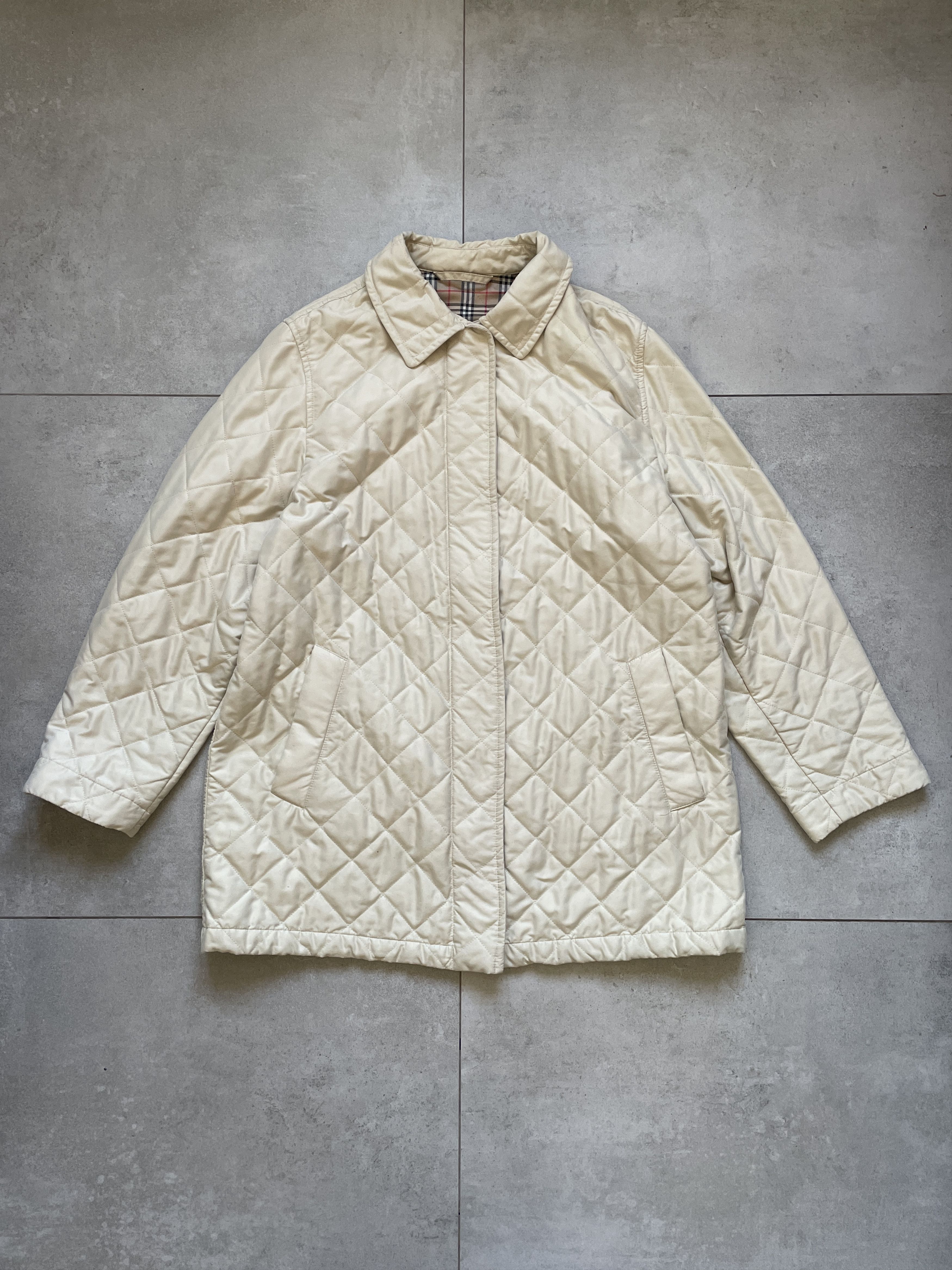 Burberry VINTAGE 90S BURBERRYS OLD MONEY BEIGE QUILTED COAT JACKET Size L / US 10 / IT 46 - 4 Thumbnail