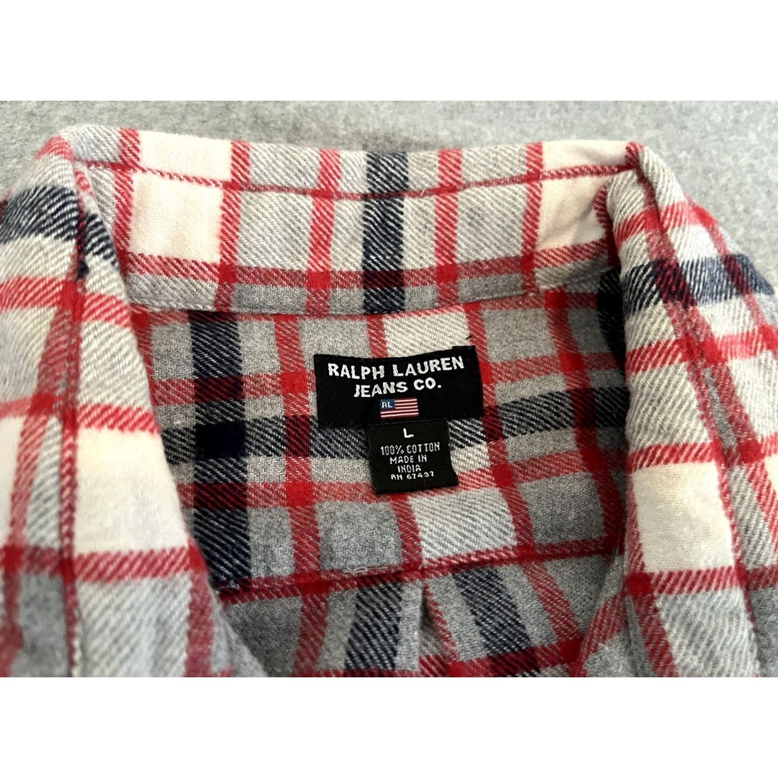 Ralph Lauren Ralph Lauren Jeans Co Plaid Button-Up Shirt Mens Large Red Gray Multicolor Cotton Long Sleeve Collared USA Flag Pattern Shirt Mens L Size US L / EU 52-54 / 3 - 2 Thumbnail