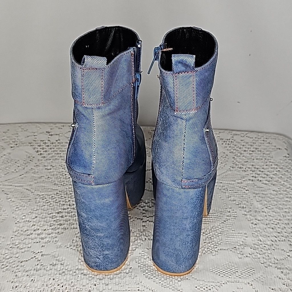 The Unbranded Brand NWOT Yoki denim blue platform high ankle rave club boots 6 Size US 6 / IT 36 - 7 Thumbnail