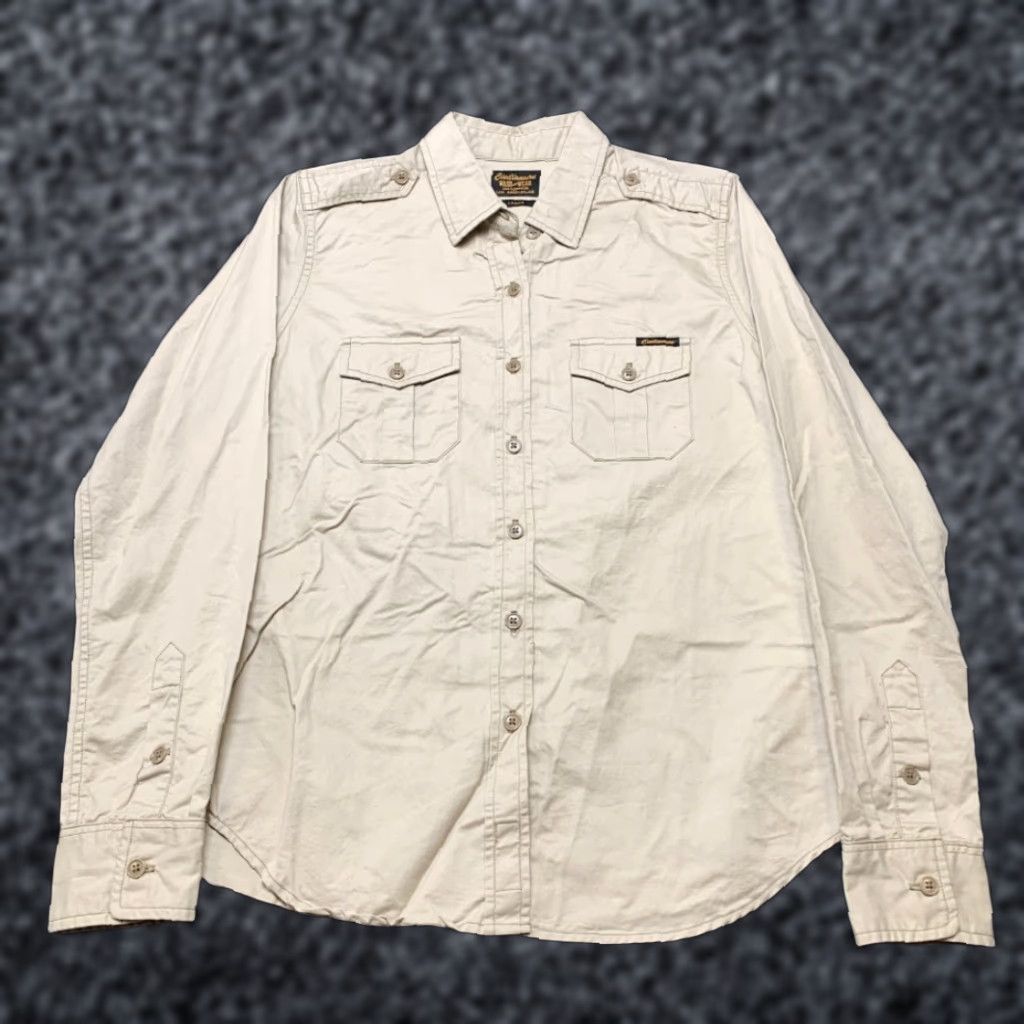 Epaulet Civilianaire Wash and Wear Officer Epaulet Shirt Womens L Gray Cotton Button Up Size L / US 10 / IT 46 - 1 Thumbnail