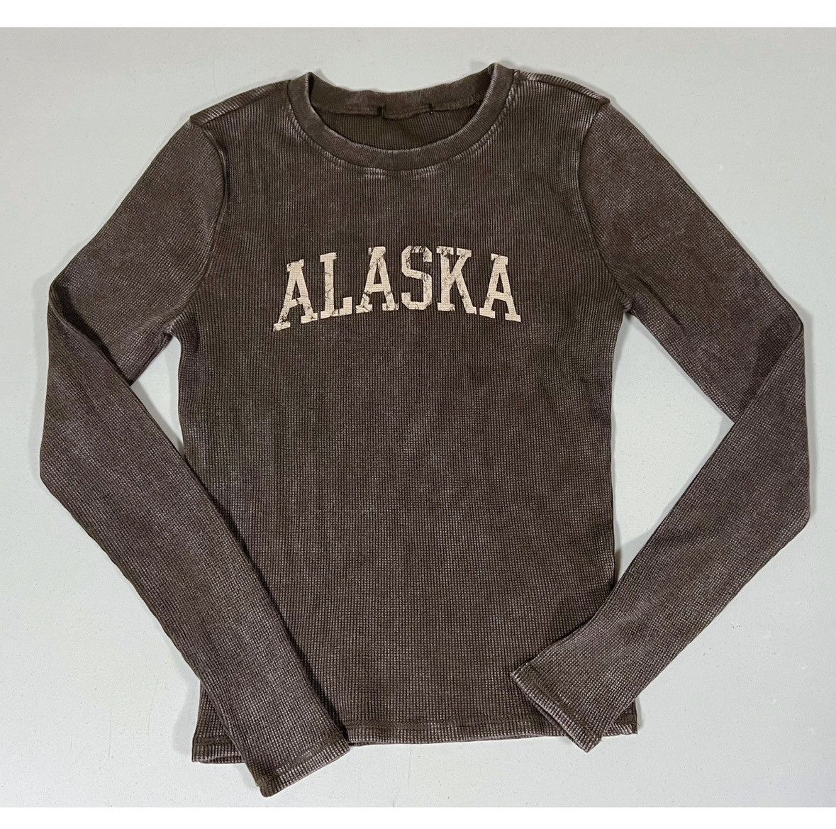 Vintage Brown ‘Alaska’ Long Sleeve Thermal T-Shirt Top Tee Size M 🤎✨ Size M / US 6-8 / IT 42-44 - 2 Thumbnail
