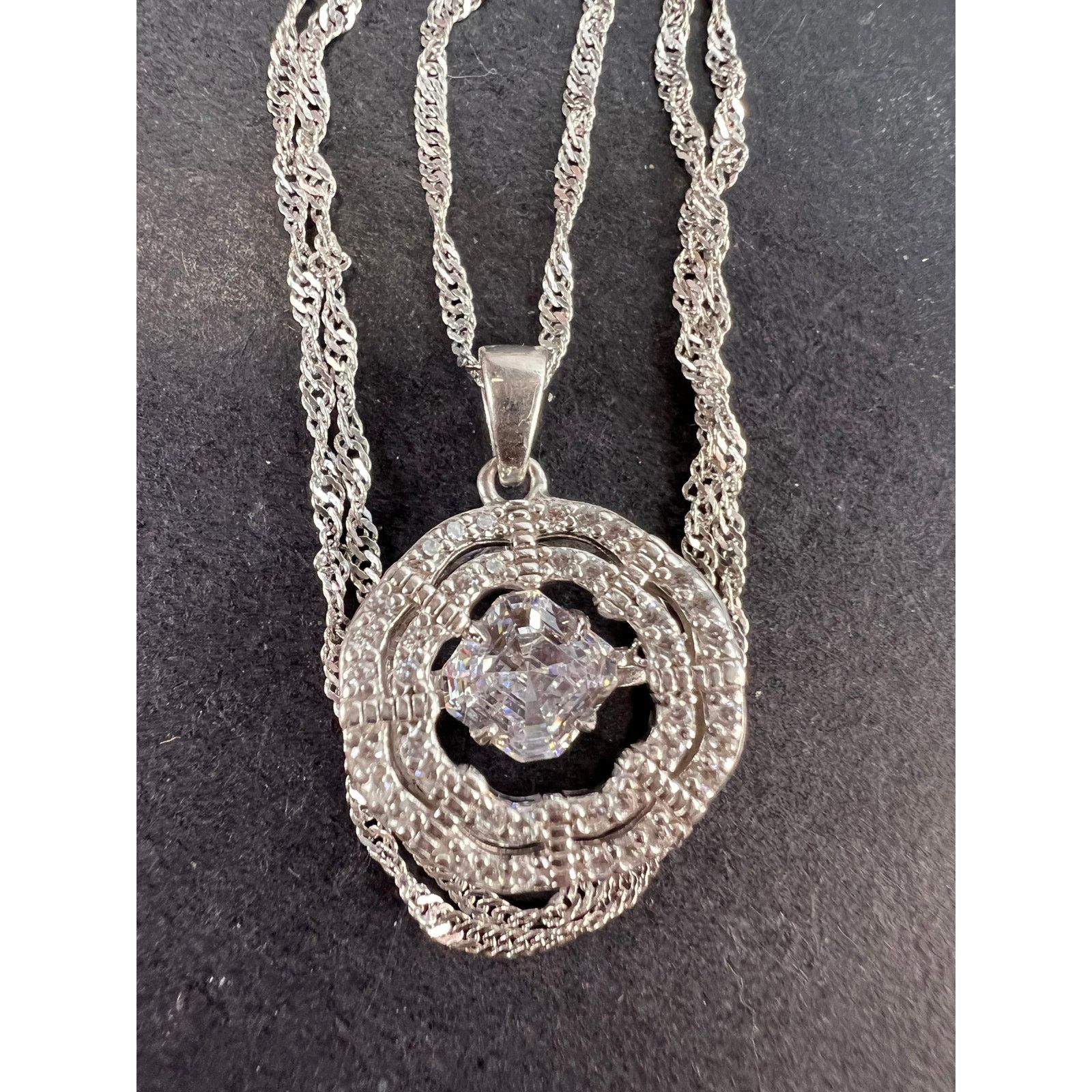 Other CZ Rhodium Over Sterling Dancing Pendant With Chain Size ONE SIZE - 7 Thumbnail