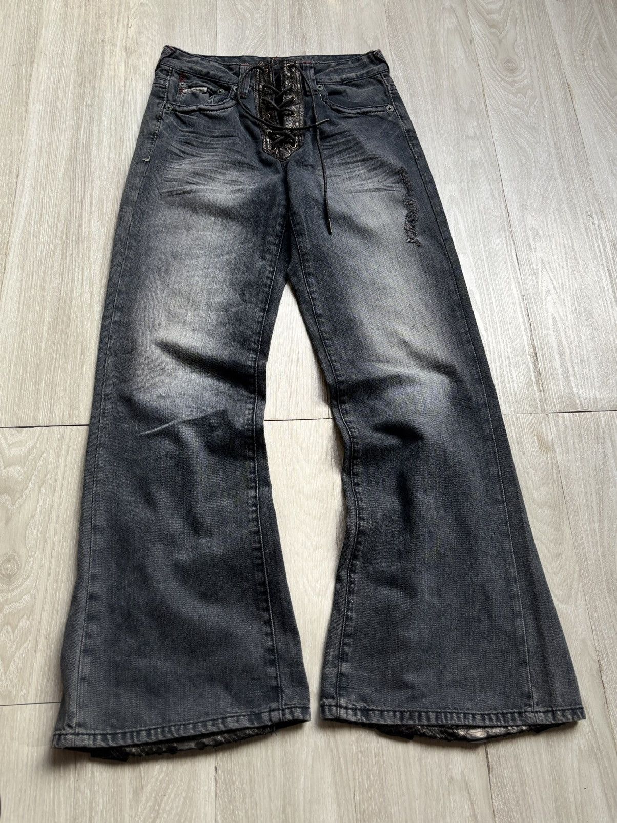 Japanese Brand Beanpole si lace up wideleg jeans Size US 28 / EU 44 - 1 Thumbnail