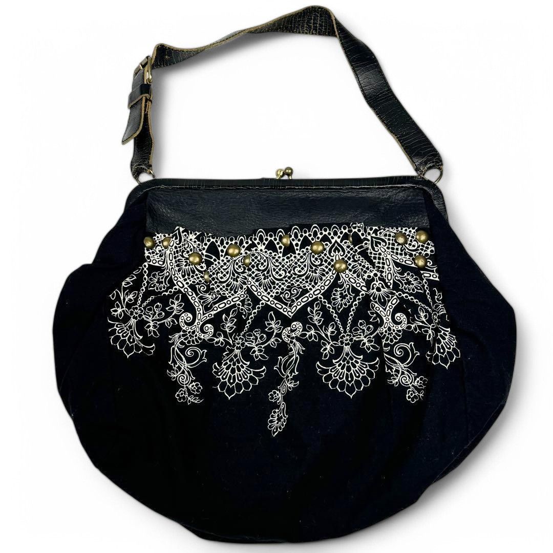Miu Miu Miu Miu - Black Studs Handbag Embroidered Vintage Size ONE SIZE - 2 Thumbnail