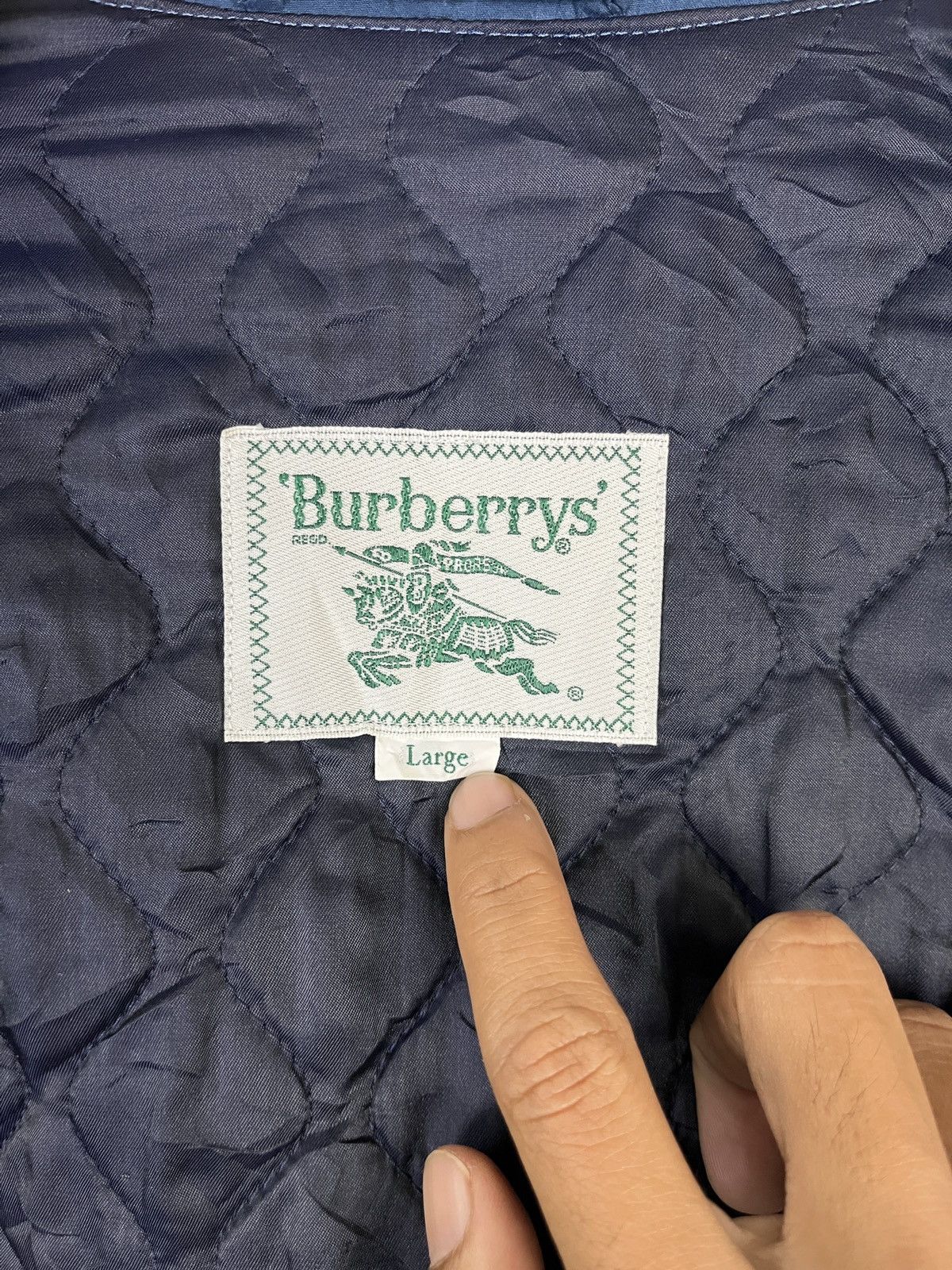 Burberry × Vintage Burberrys Blue Hooded Coat Jacket Quilted Lined Size US L / EU 52-54 / 3 - 14 Thumbnail