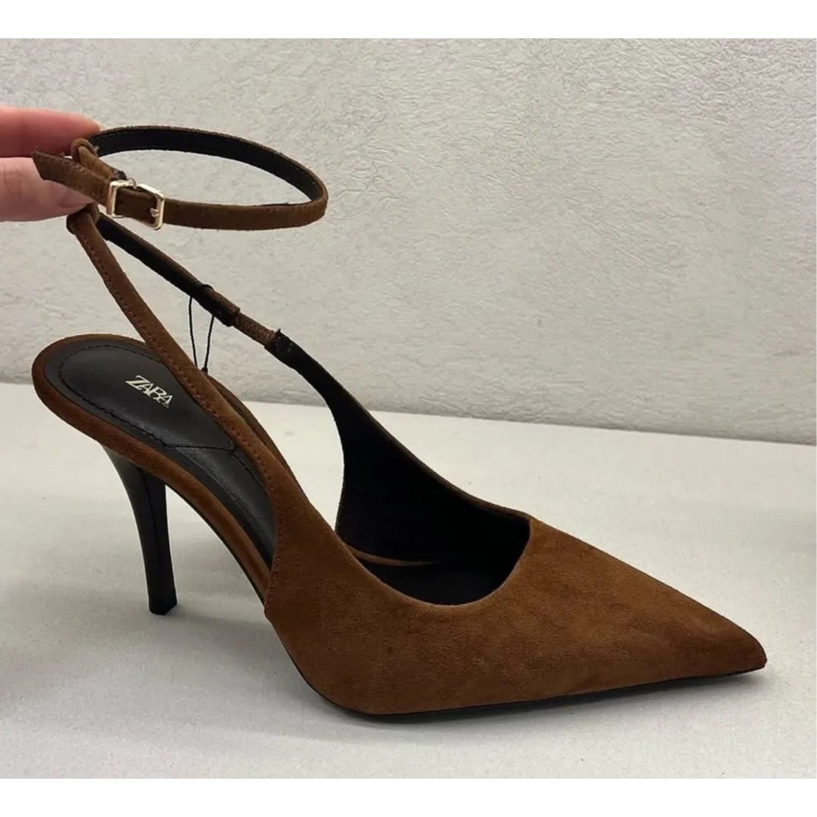Zara ZARA Brown Leather Slingback Heels NWT Size US 10 / IT 40 - 11 Thumbnail