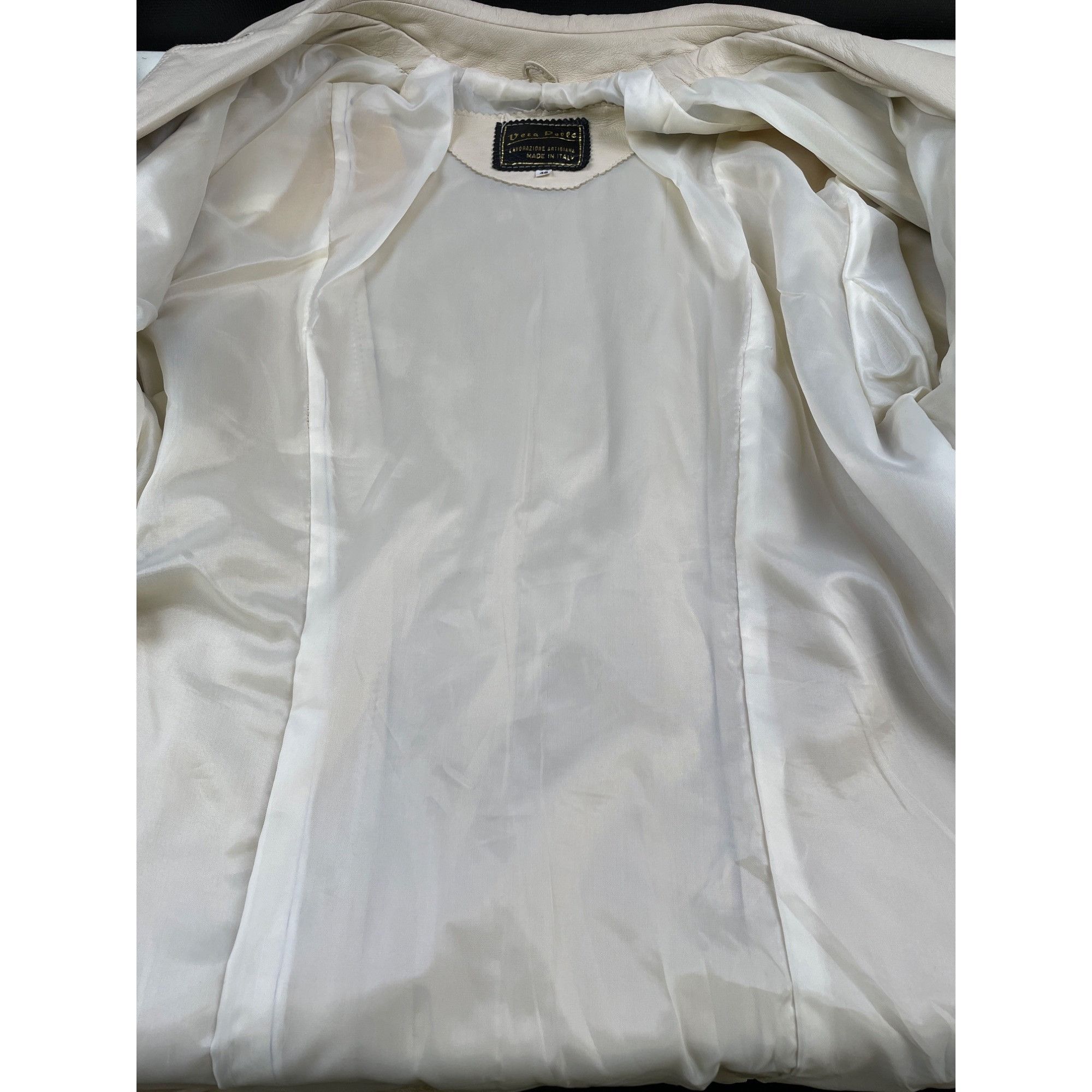 Vera Pelle Vera Pelle Women's Cream Leather Zip Up Jacket Size 48-XL SK Size XL / US 12-14 / IT 48-50 - 6 Thumbnail
