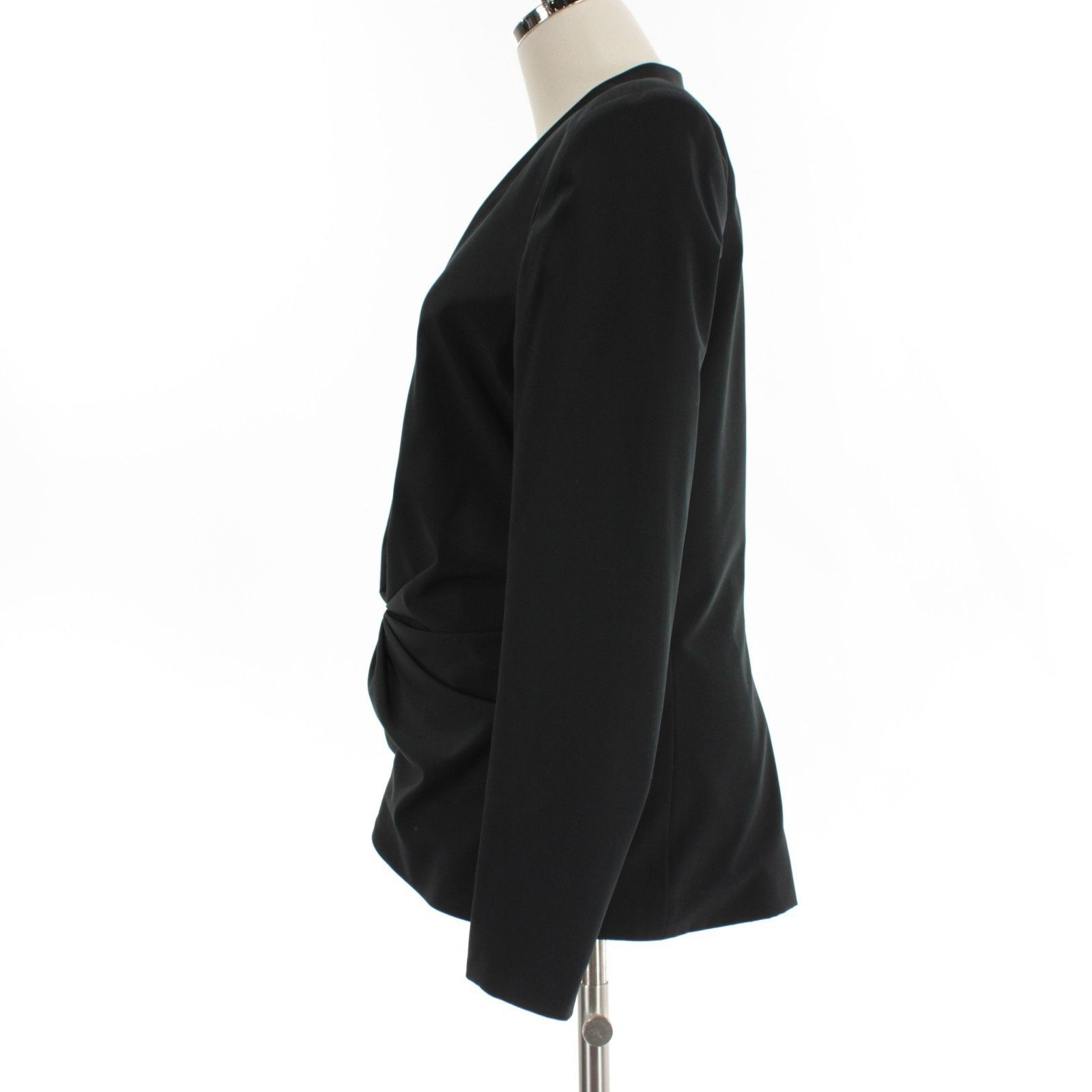 SMYTHE Smythe Black Ruched Blouse w/ Zipper & Shoulder Pads Size 10 Size L / US 10 / IT 46 - 4 Thumbnail