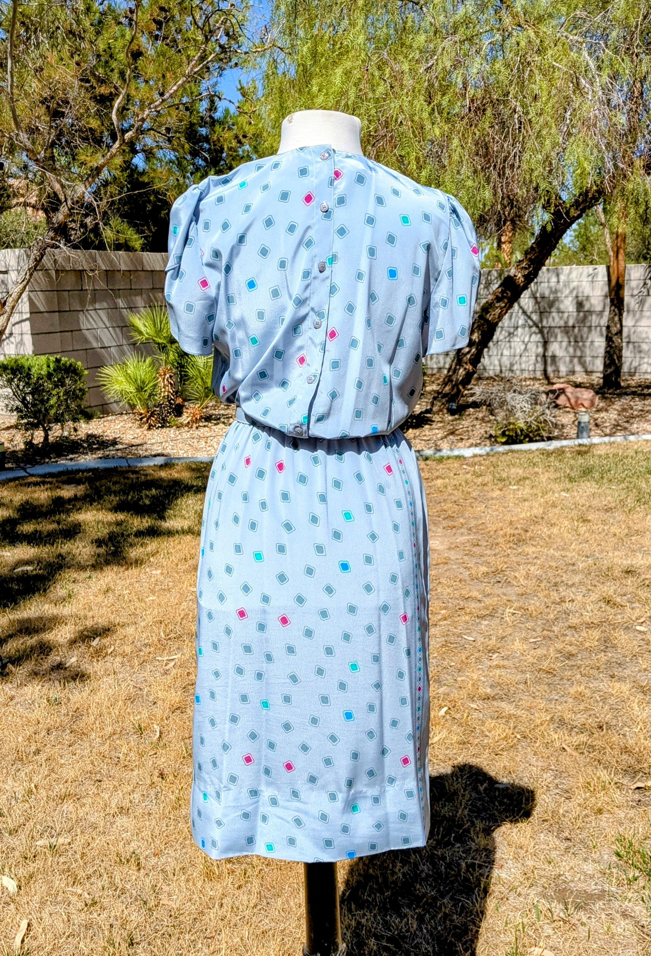 Vintage Azure Charles Bianco Italian Collection Petite Blouson Dress Size S / US 4 / IT 40 - 4 Thumbnail