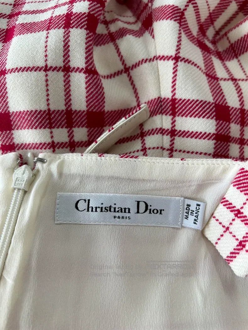 Dior Dior Red and white plaid strap dress Size XS / US 0-2 / IT 36-38 - 4 Thumbnail