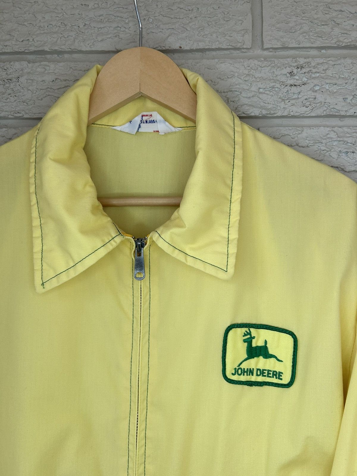 John Deere × Vintage Vintage 70s John Deere Faded Yellow Zip Up Jacket Size US M / EU 48-50 / 2 - 2 Thumbnail