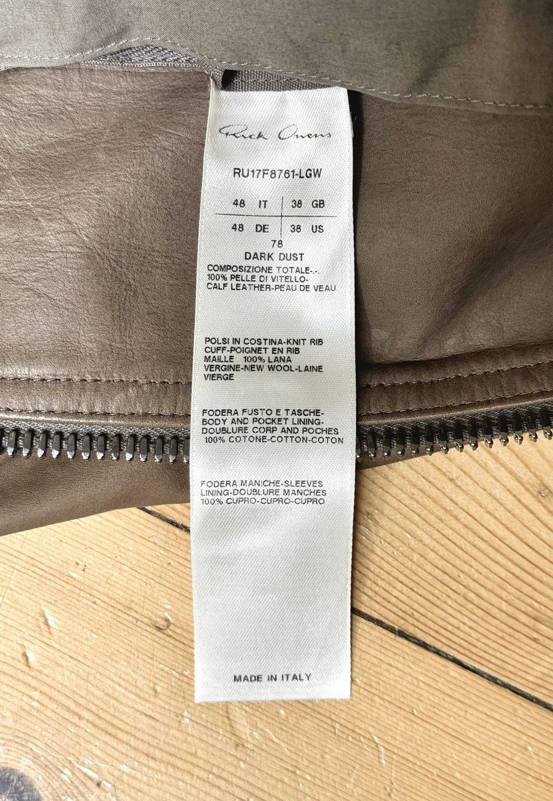 Rick Owens Rick Owen’s dark dust bike leather jacket Size US M / EU 48-50 / 2 - 11 Thumbnail
