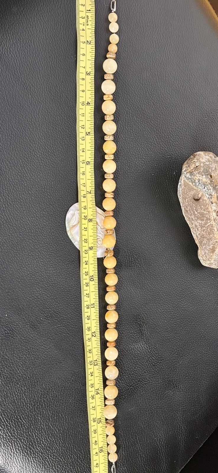 Other VTG 925 Real Honey Jade, Carved MOP Necklace 72.61 grams Size ONE SIZE - 4 Thumbnail