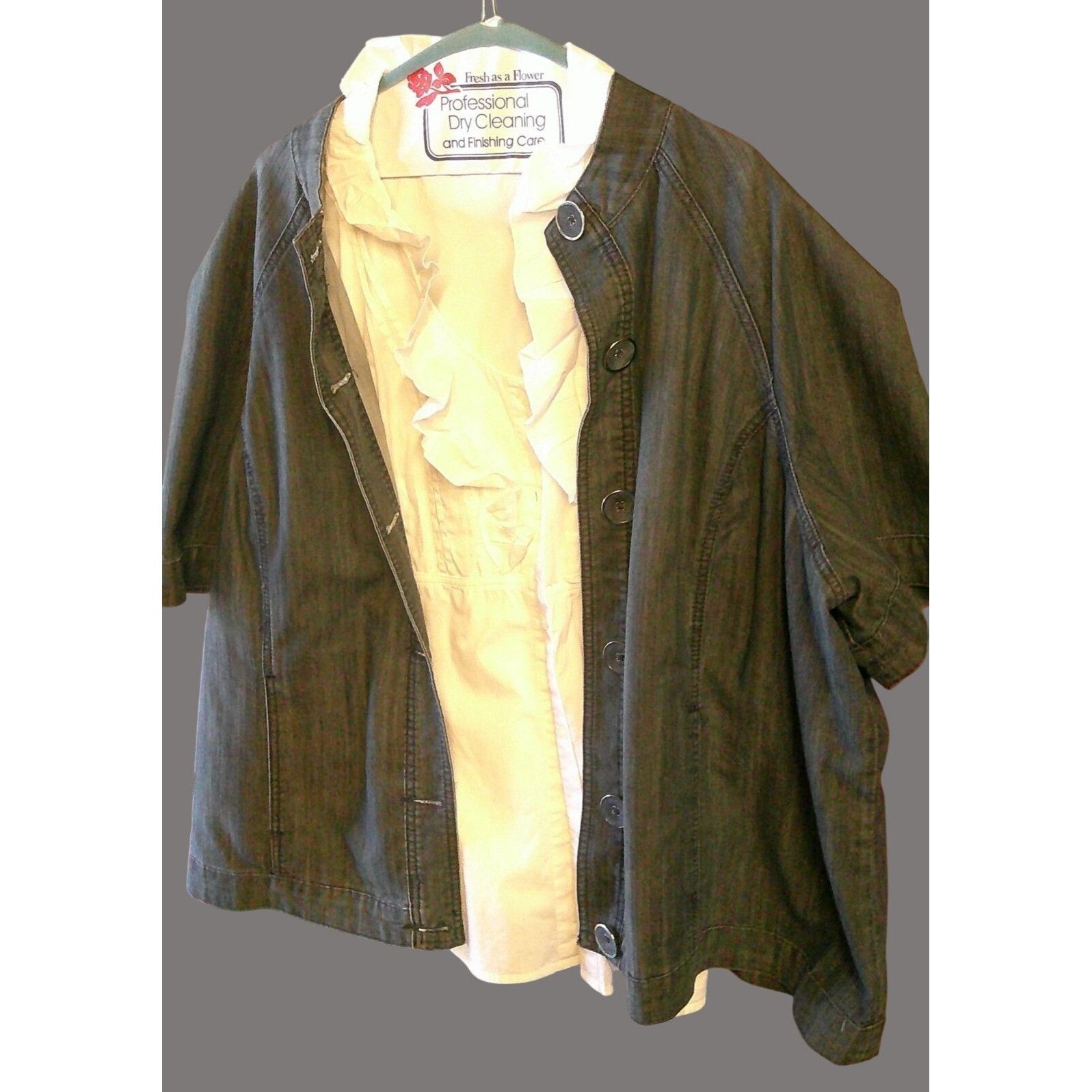 Other Womens Plus Size 22 1-Black Denim Jacket 1-Pant & 1-White Ru Size 3XL / US 20-22 - 3 Thumbnail