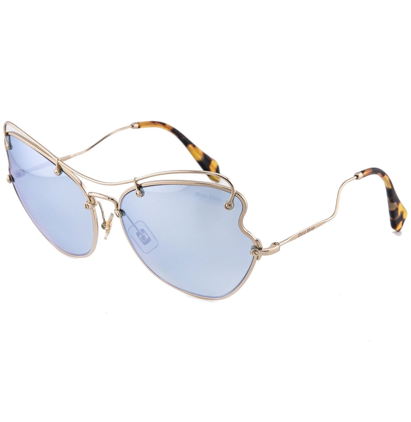 Miu Miu MIU MIU SCENIQUE MU56RS 56R Gold Blue Mirrored Metal Size ONE SIZE - 5 Thumbnail