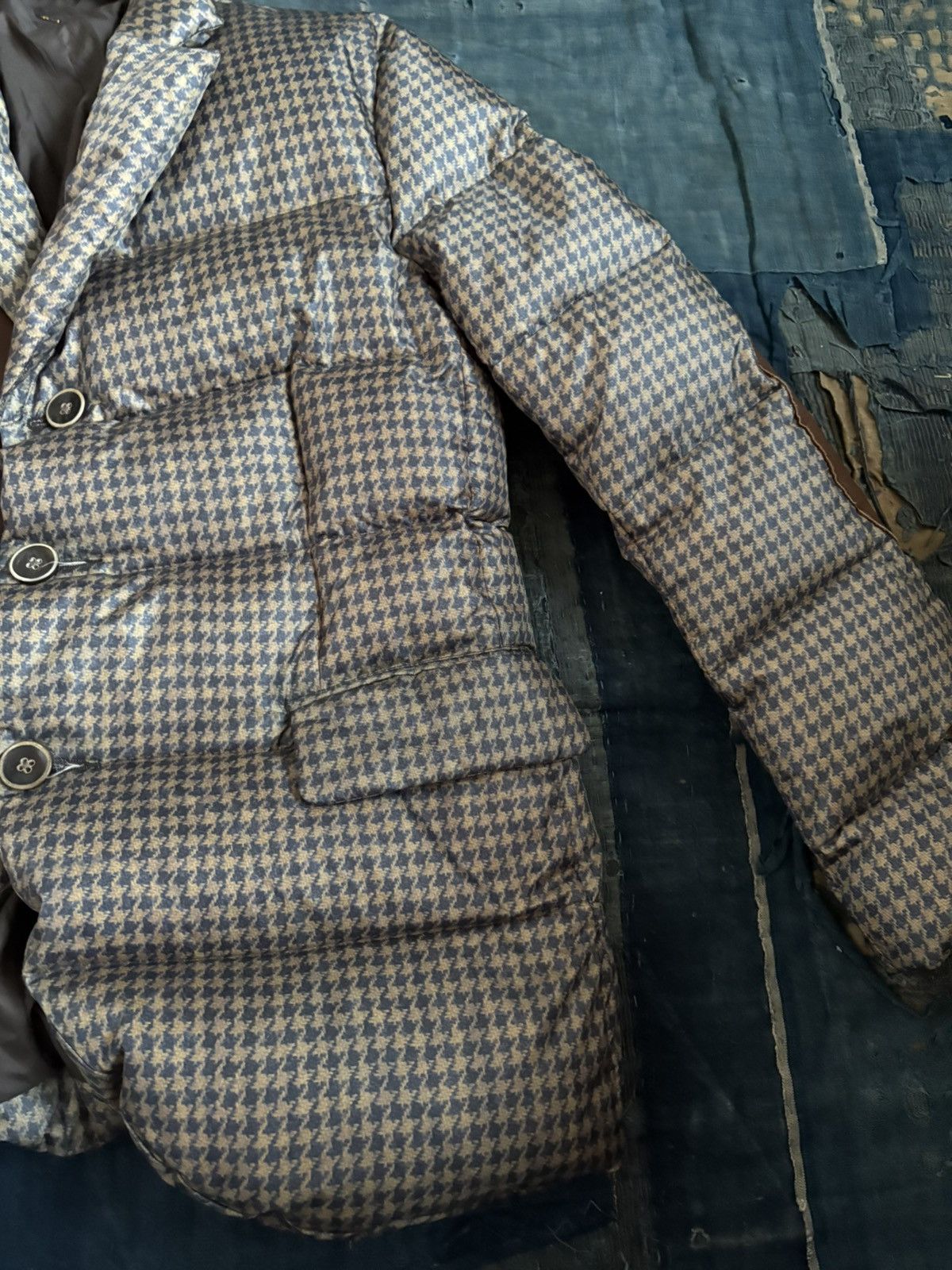 Kapital kapital leather elbow patch Houndstooth printed jacket Size US L / EU 52-54 / 3 - 7 Thumbnail