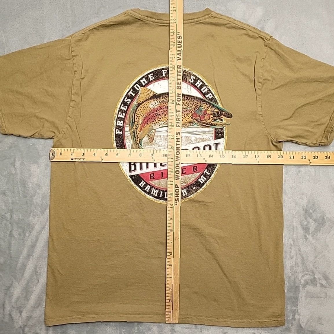 Vintage Freestone Fly Shop Shirt Mens M Green Hamilton Montana Rainbow Trout TEE Shirt Mens Green USA Outdoor Fish Crew Neck Cotton Jersey Short Sleeve Size US M / EU 48-50 / 2 - 6 Thumbnail