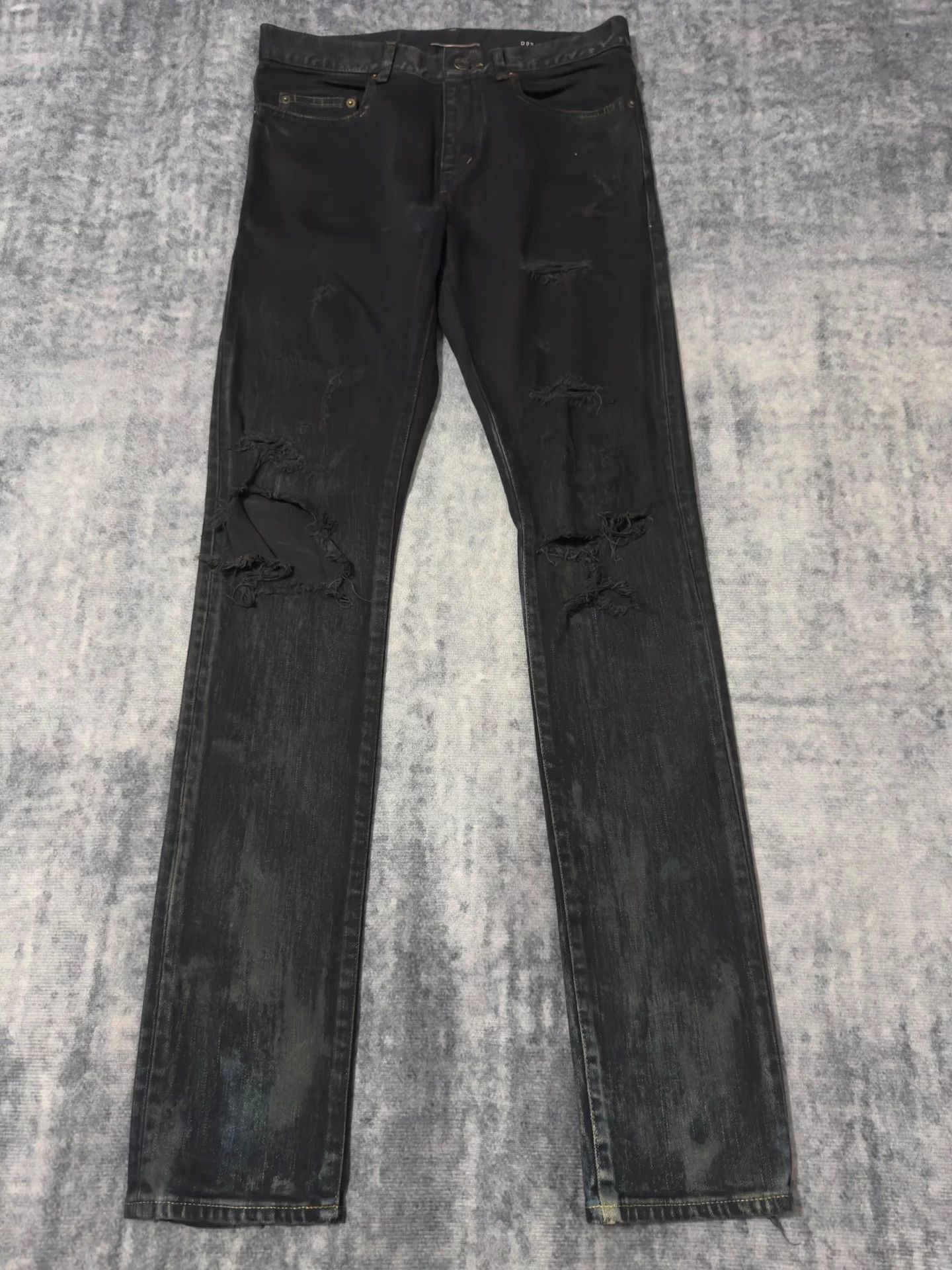 Saint Laurent Paris Black Distressed Denim Jeans Size US 32 / EU 48 - 1 Thumbnail