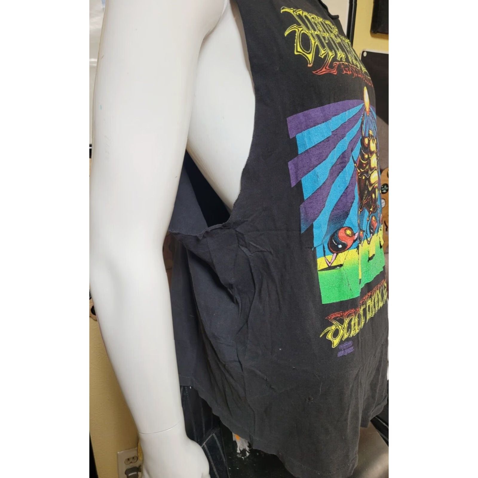 Vintage VTG Jimi Hendrix San Francisco Beat Up Cut Up Sleeveless T Shirt XL Winterland Mens Rock Music Graphic Tee Black Size US XL / EU 56 / 4 - 5 Thumbnail