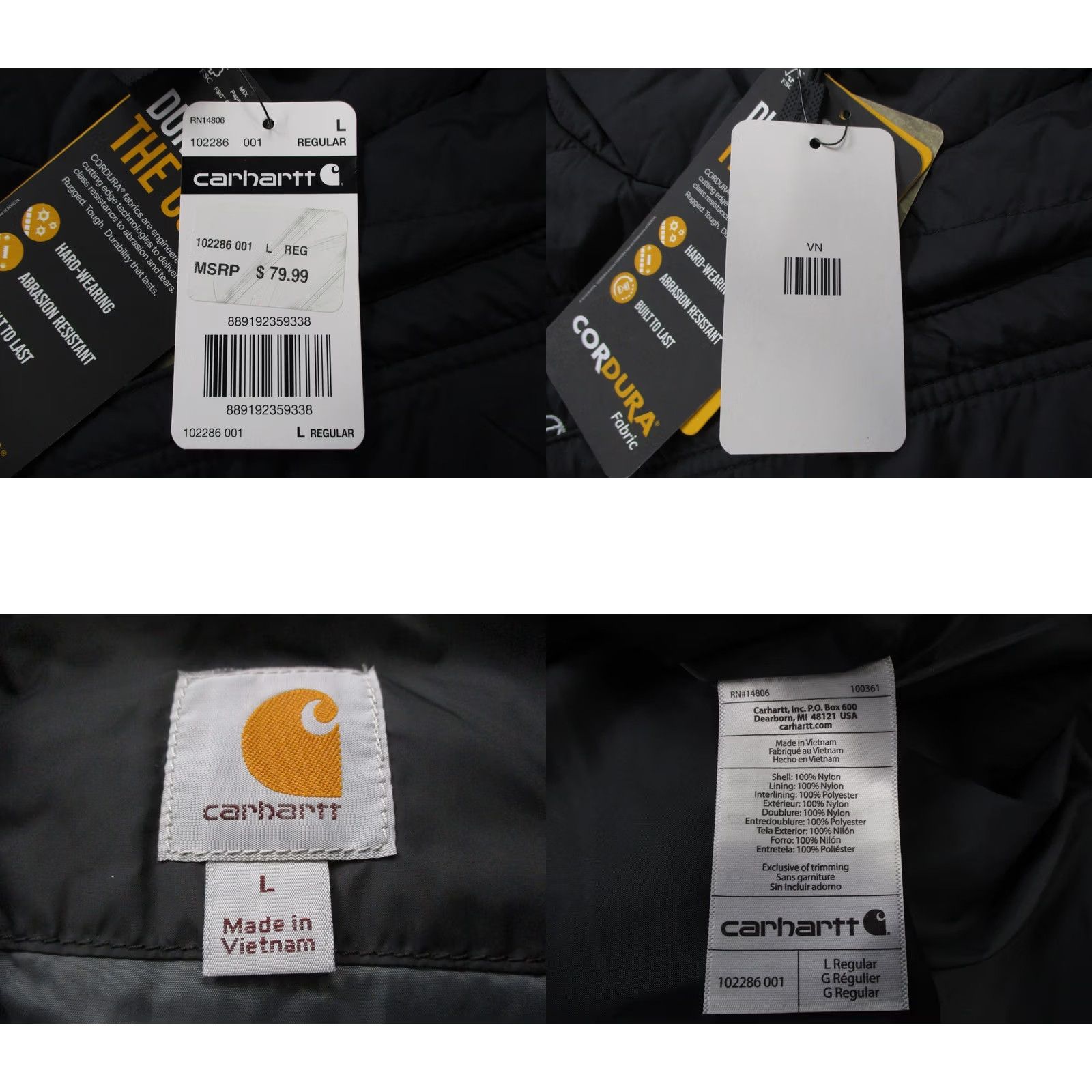 Carhartt Carhartt Vest Mens L Black Rain Defender Cordura Puffer Hiking 102286 NEW Size US L / EU 52-54 / 3 - 10 Thumbnail
