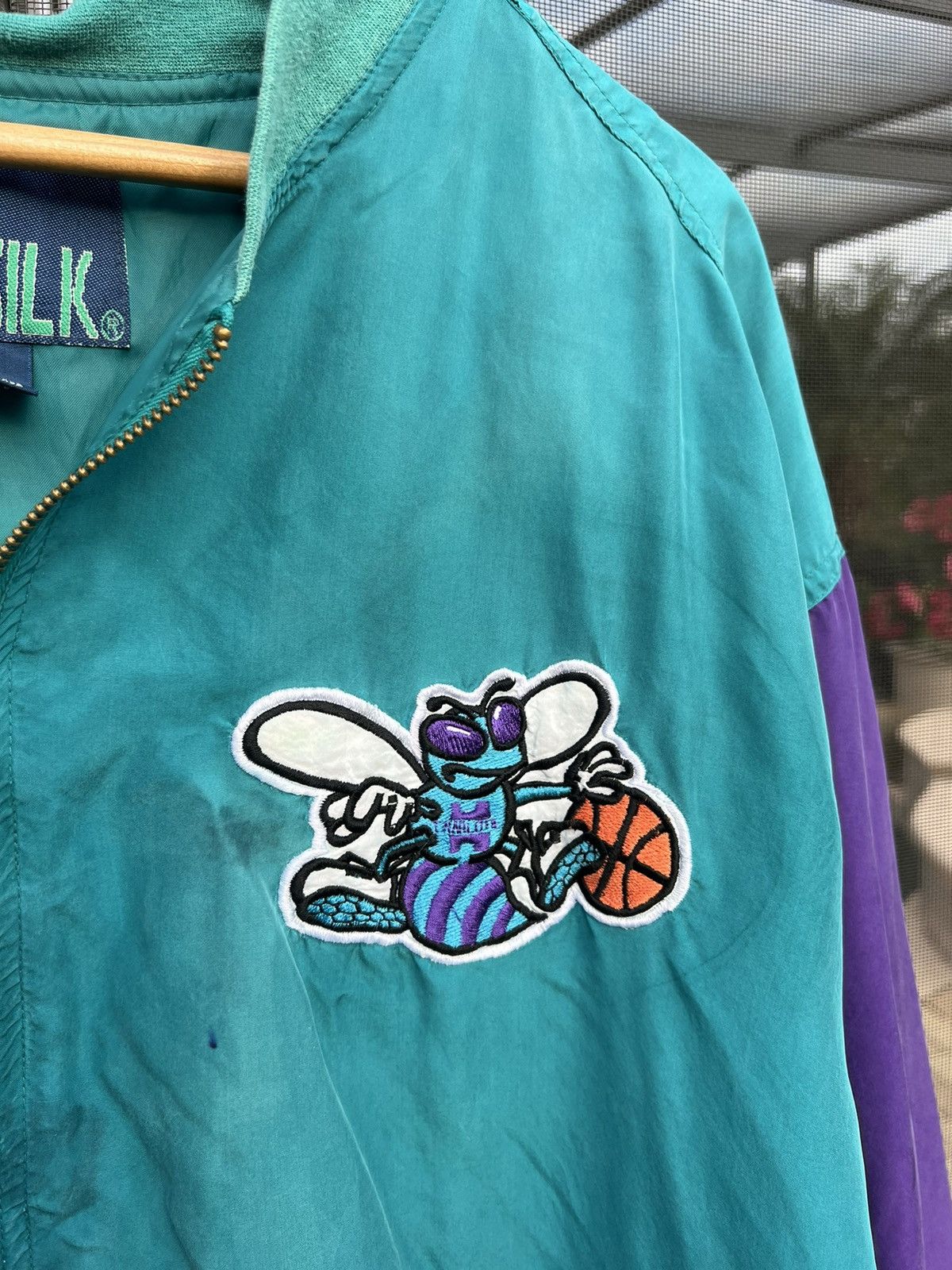 Starter × Vintage Vintage 90s Silk Charlotte Hornets Bomber Jacket Size US XL / EU 56 / 4 - 4 Thumbnail