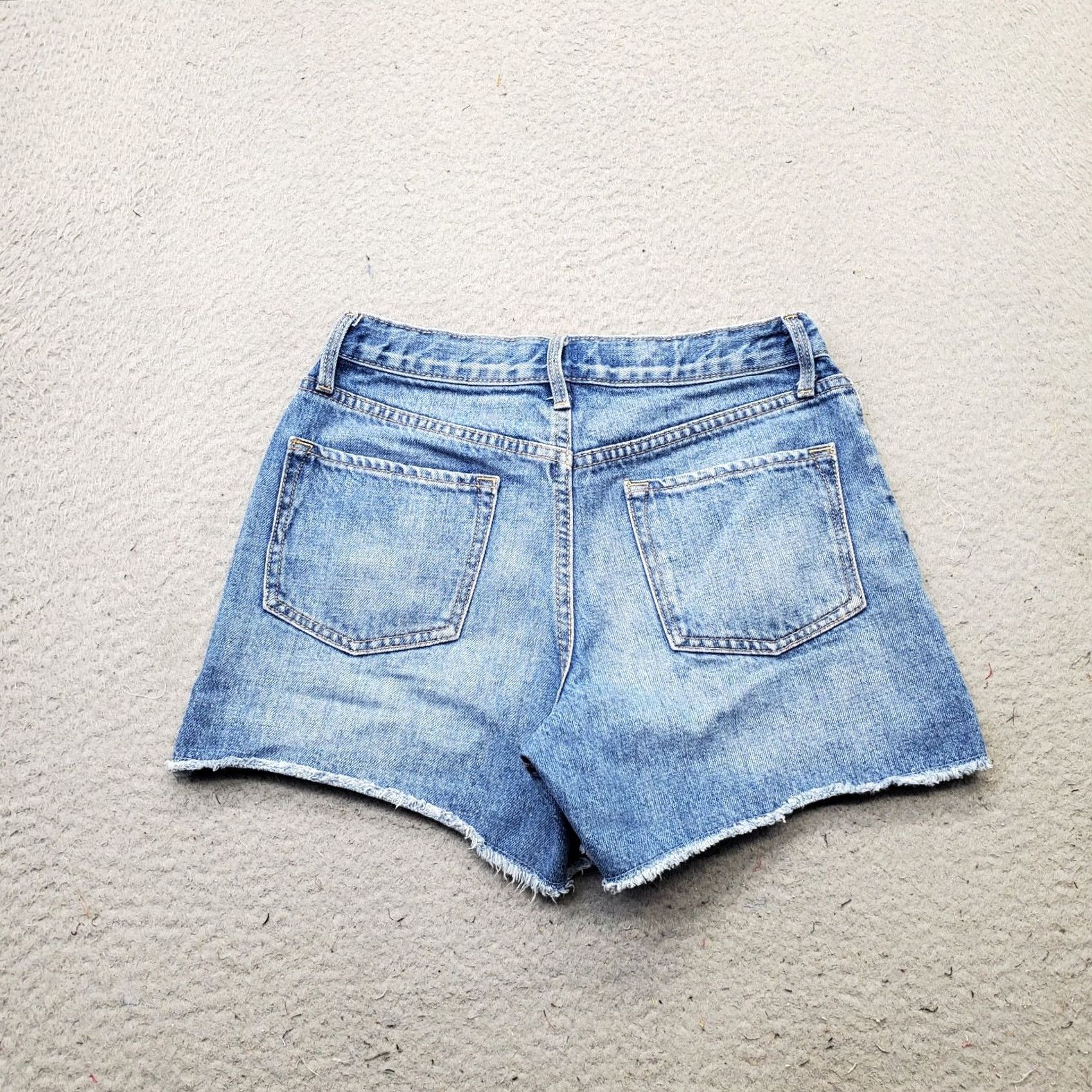 Old Navy Old Navy Womens Jeans Shorts 14 Blue Denim High Rise Distressed Adjustable Waist Shorts Size 36" / US 14 / IT 50 - 2 Thumbnail