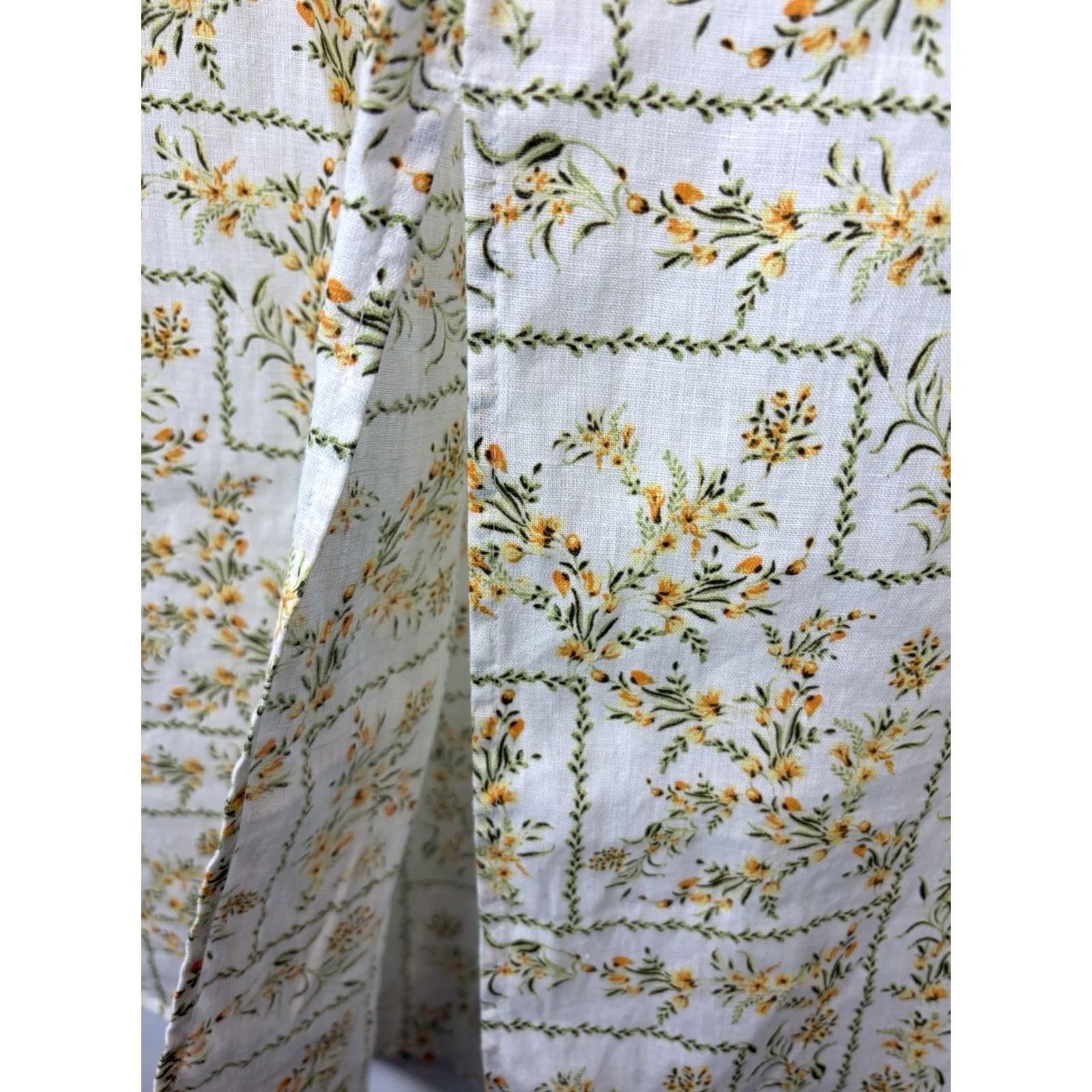 Joie Joie Linen Floral Maxi Skirt XL Large Pockets Yellow Cottagecore Prairie Size 40" / US 18 - 6 Thumbnail