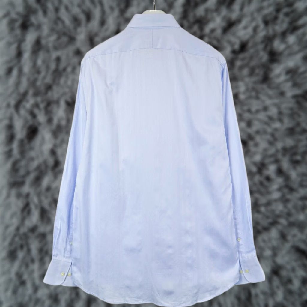 Suitsupply Suitsupply Cotton Twoplay Formal Shirt Men's 44-7/17 1/2L Blue Long Sleeve Shirt Mens Slim 100% Cotton Size 44R - 1 Thumbnail
