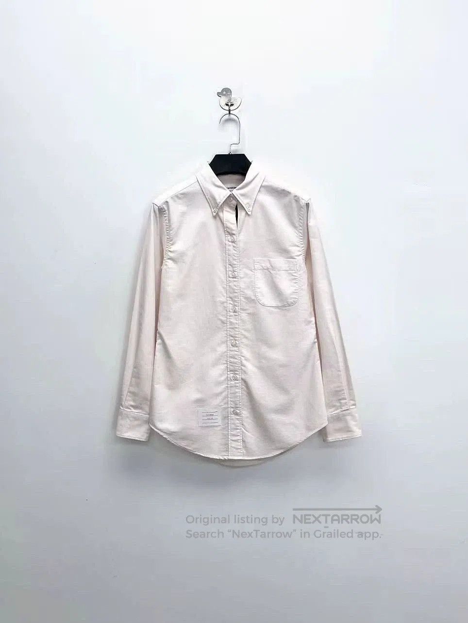 Light Pink Oxford Shirt with Striped Pocket.