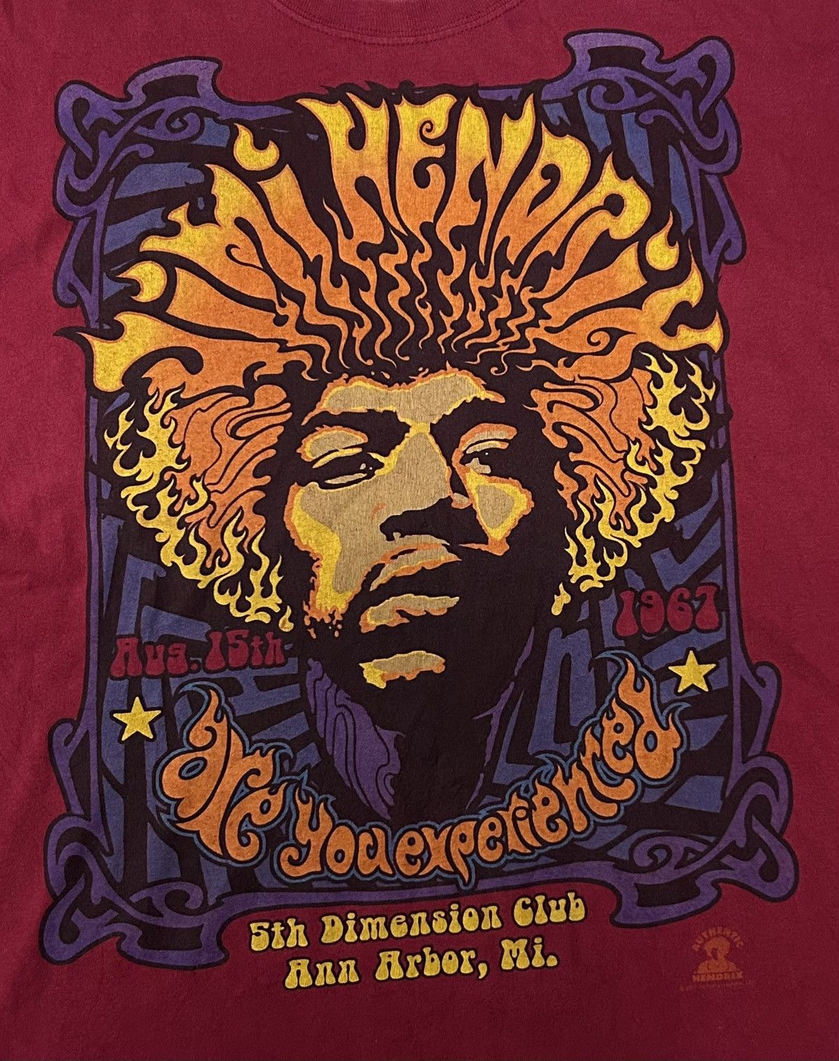 Jimi Hendrix VINTAGE Y2K JIMI HENDRIX FULLPRINT FLAME DESIGN RARE Size US XXL / EU 58 / 5 - 2 Thumbnail