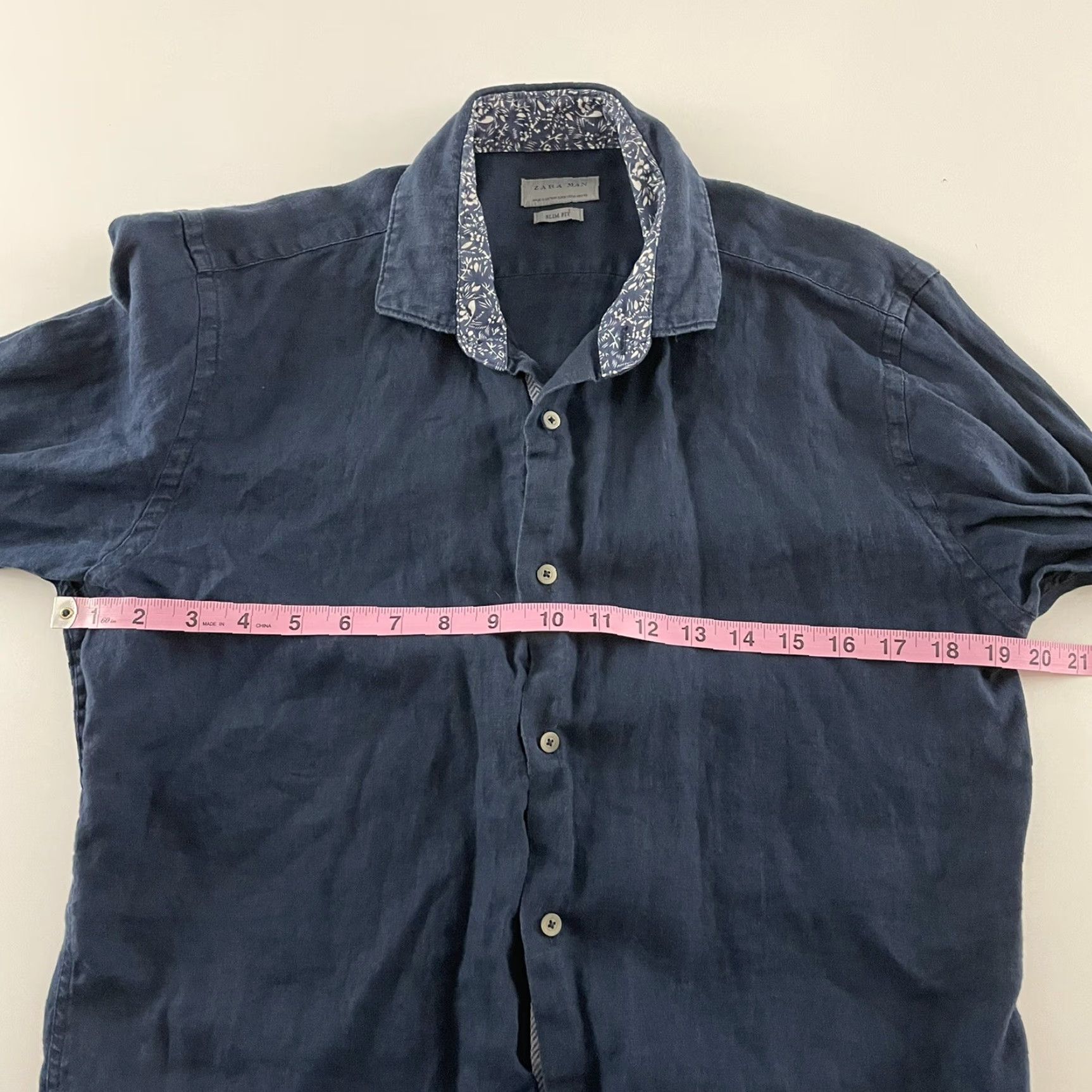 Zara Zara Shirt Men Long Sleeve Button-Up Slim Fit Blue M Size US M / EU 48-50 / 2 - 4 Thumbnail