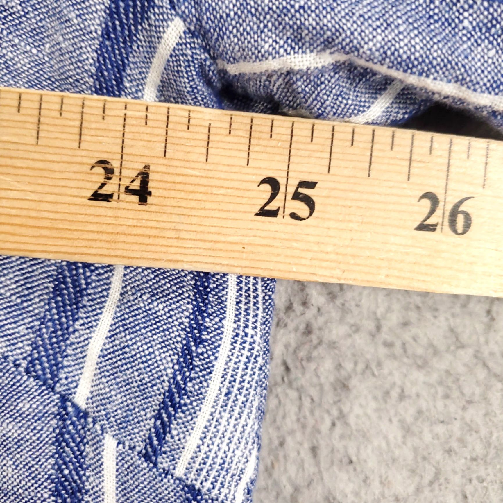 Vintage Susan Graver Linen Button Up Womens Petite XL Blue Striped Roll Tab Sleeve Size XL / US 12-14 / IT 48-50 - 4 Thumbnail