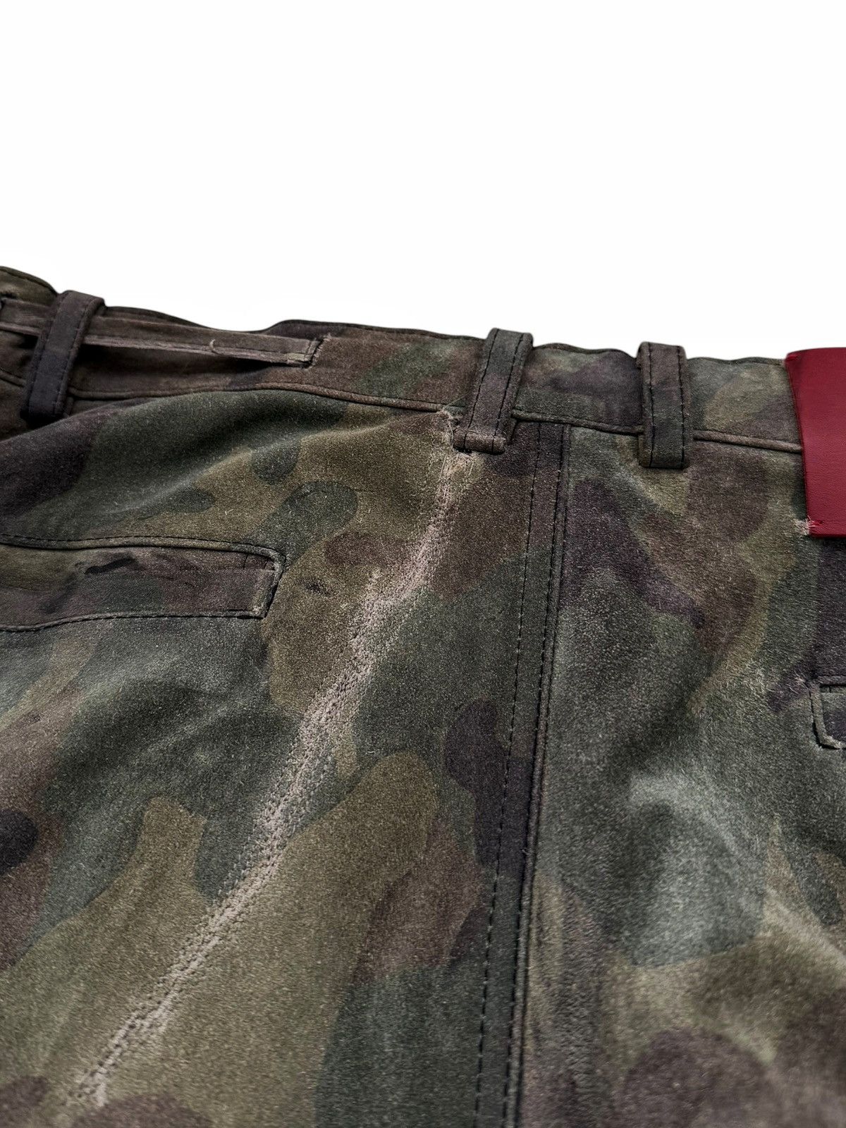 424 RARE 1/1 Distressed Leather Camo Cargo Shorts Size US 36 / EU 52 - 8 Thumbnail