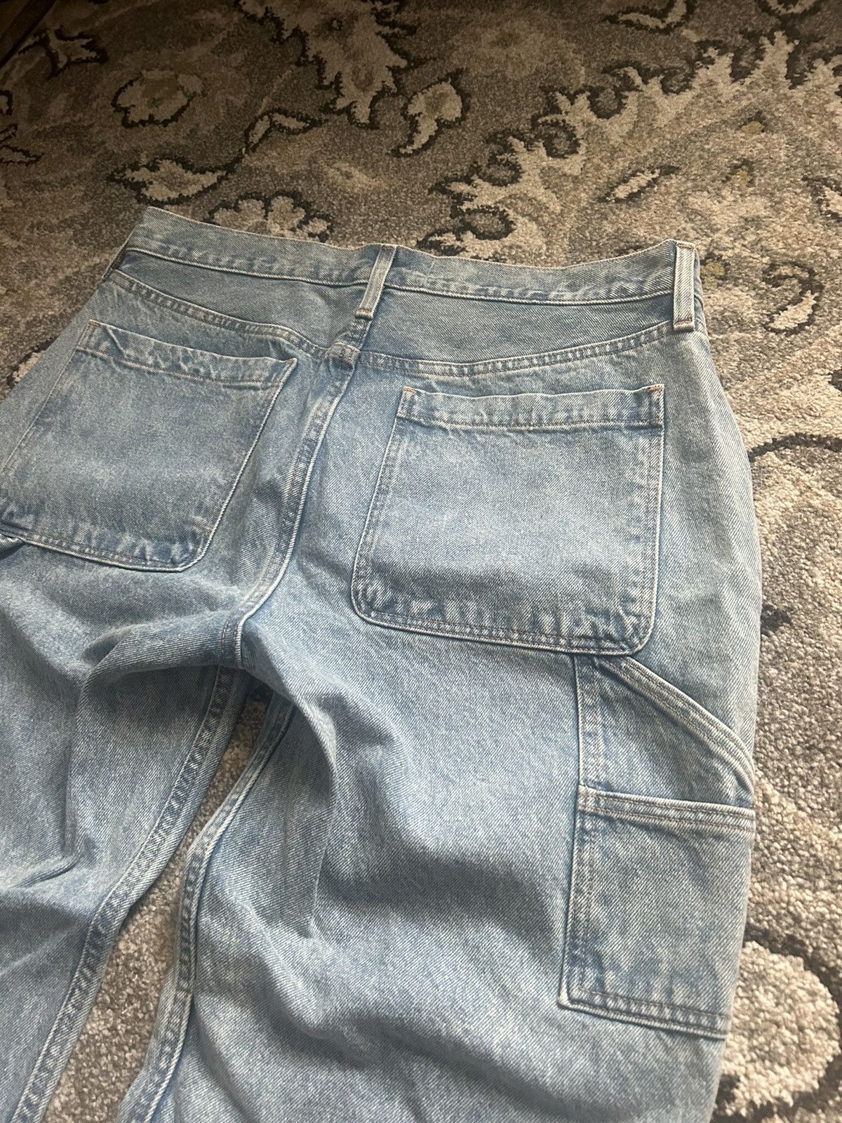 Abercrombie & Fitch Abercrombie Baggy Carpenter Light Wash Jeans Denim Workwear Size US 33 - 4 Thumbnail