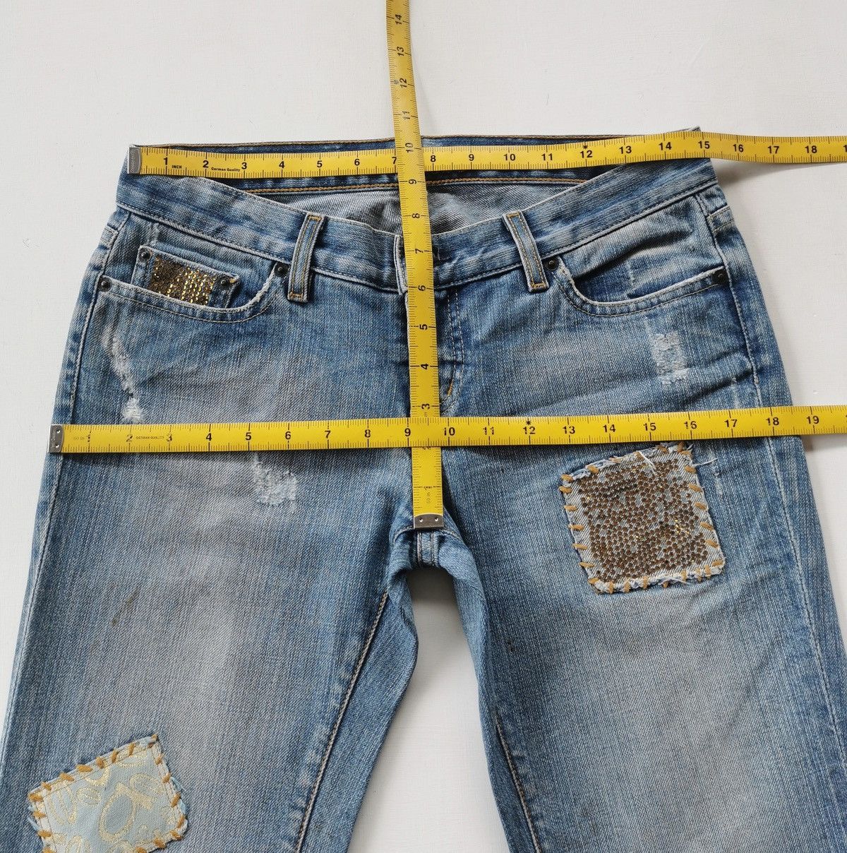 Bebe Bootcut Bebe Carmen RS Patch Distressed Jeans 30/35 Size 30" / US 8 / IT 44 - 13 Thumbnail