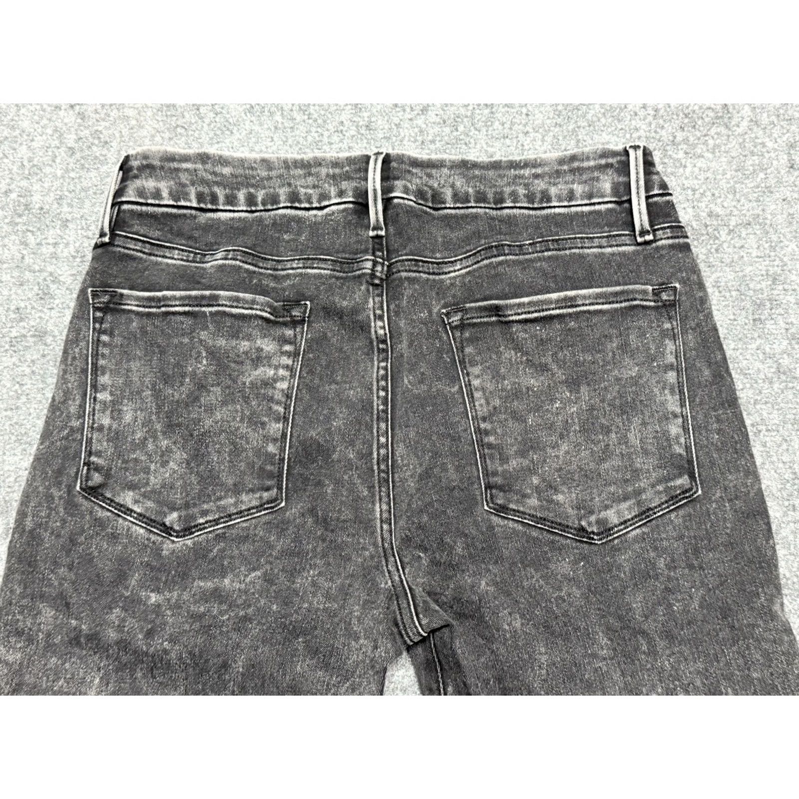 Frame FRAME Le Crop Mini Boot Jeans Womens 30 Black Distressed Denim 5-Pocket Cropped Regular Stretch Modern Vintage: No N/A Size 30" / US 8 / IT 44 - 2 Thumbnail